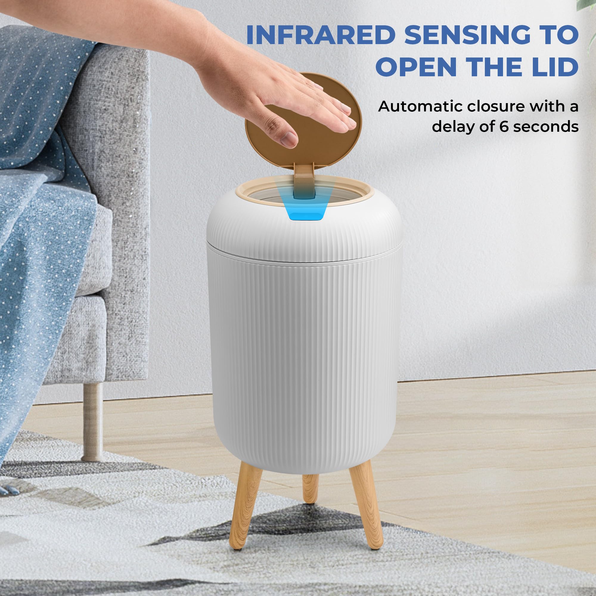 Smart Sensor Trash Can for Small Kitchen and Bathroom