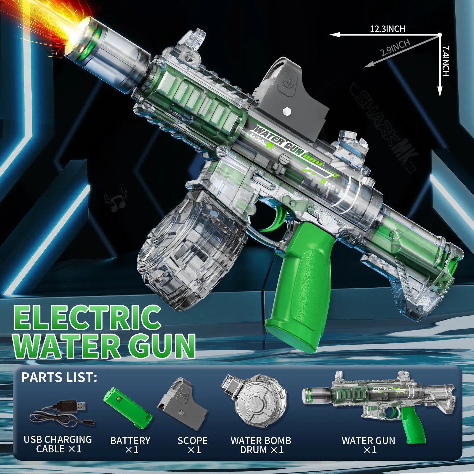 Electric Water Blaster - LED Muzzle Flash & 32ft Range 🌊🔫