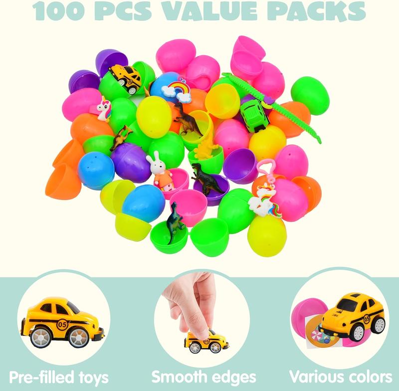100Pcs Prefilled Easter Egg Kit | Prefilled with Toys & Stickers 🐰