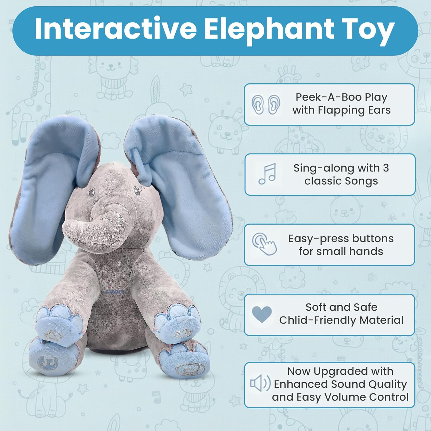 Kaia the Peek-a-Boo Elephant | Interactive Singing Plush Toy 🐘