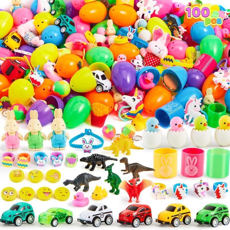 100Pcs Prefilled Easter Egg Kit | Prefilled with Toys & Stickers 🐰