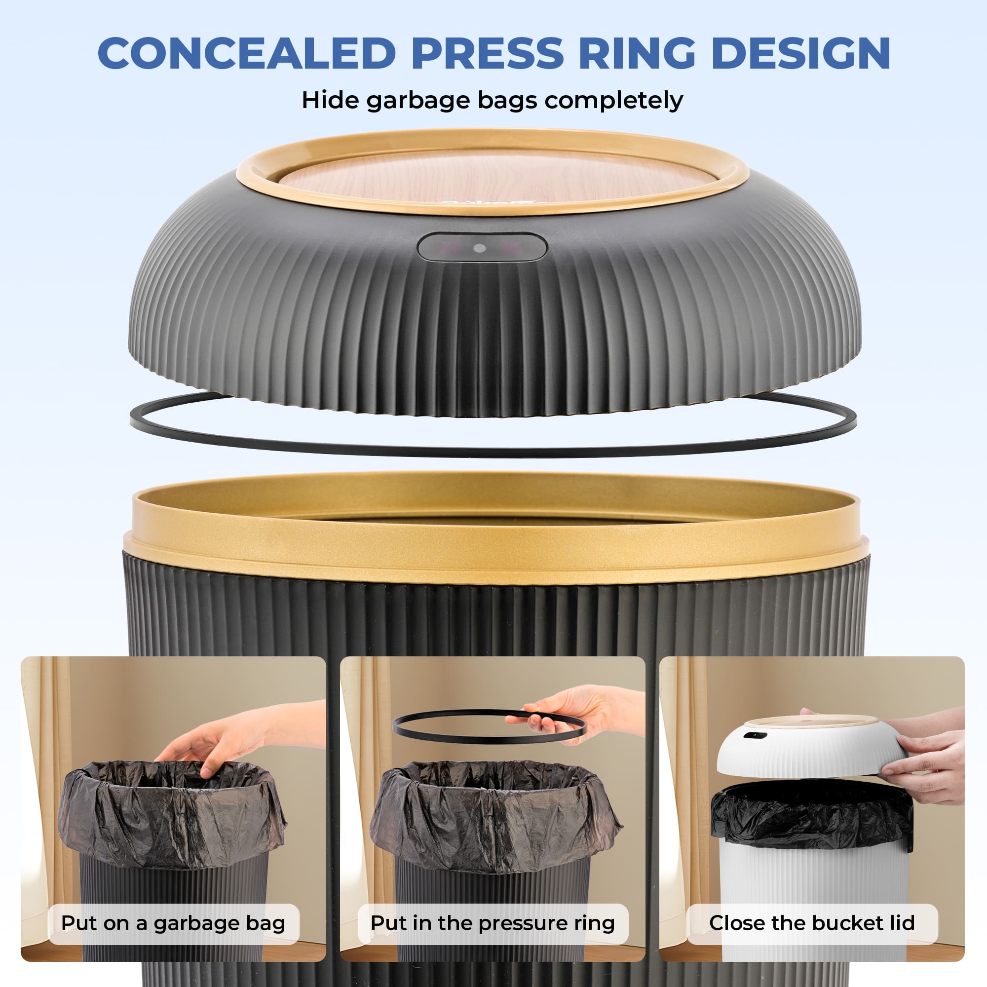 Smart Sensor Trash Can for Small Kitchen and Bathroom