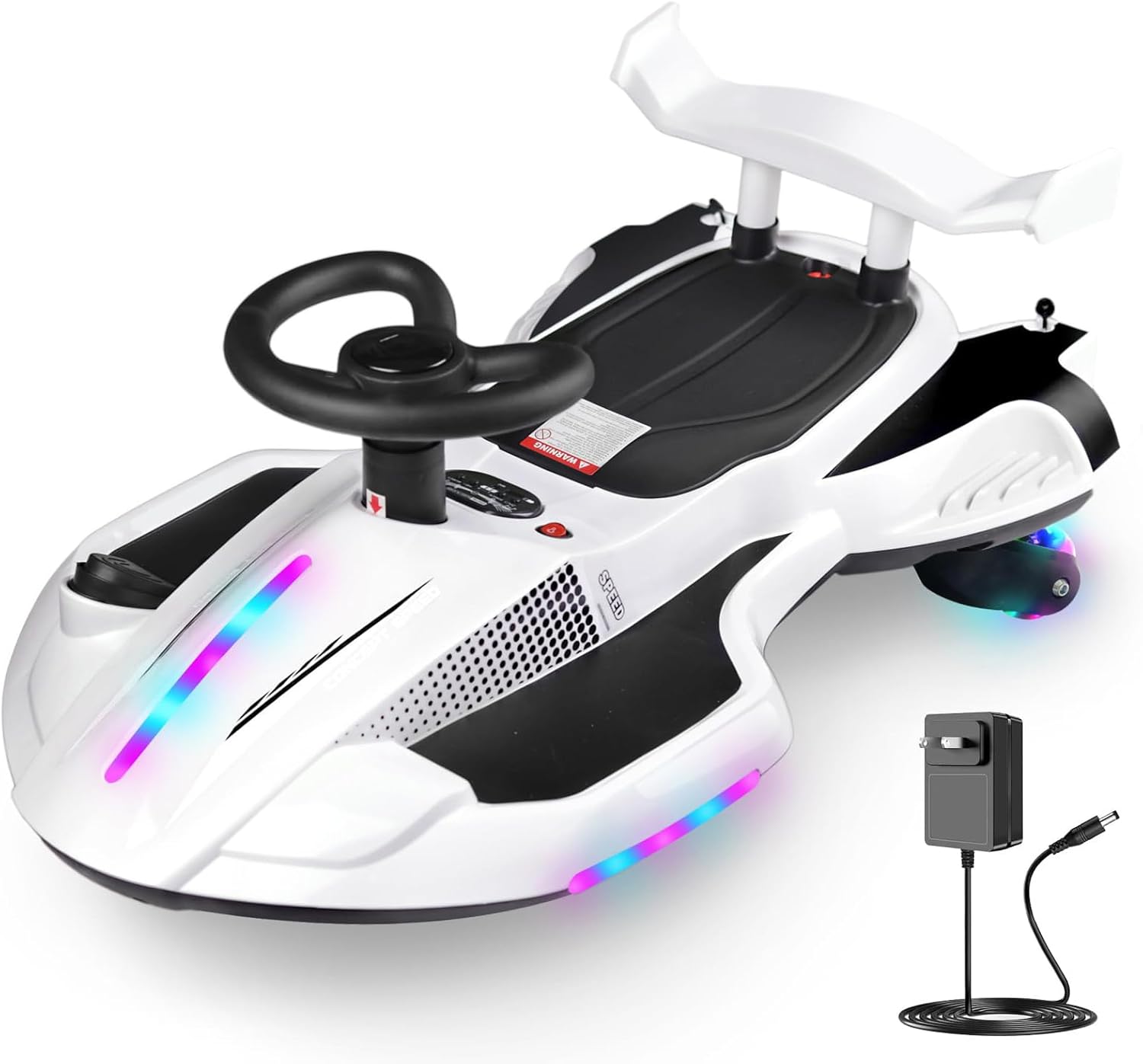 12V Electric Swing Car | Drift Kart with Bluetooth & LED Wheels 🏎️