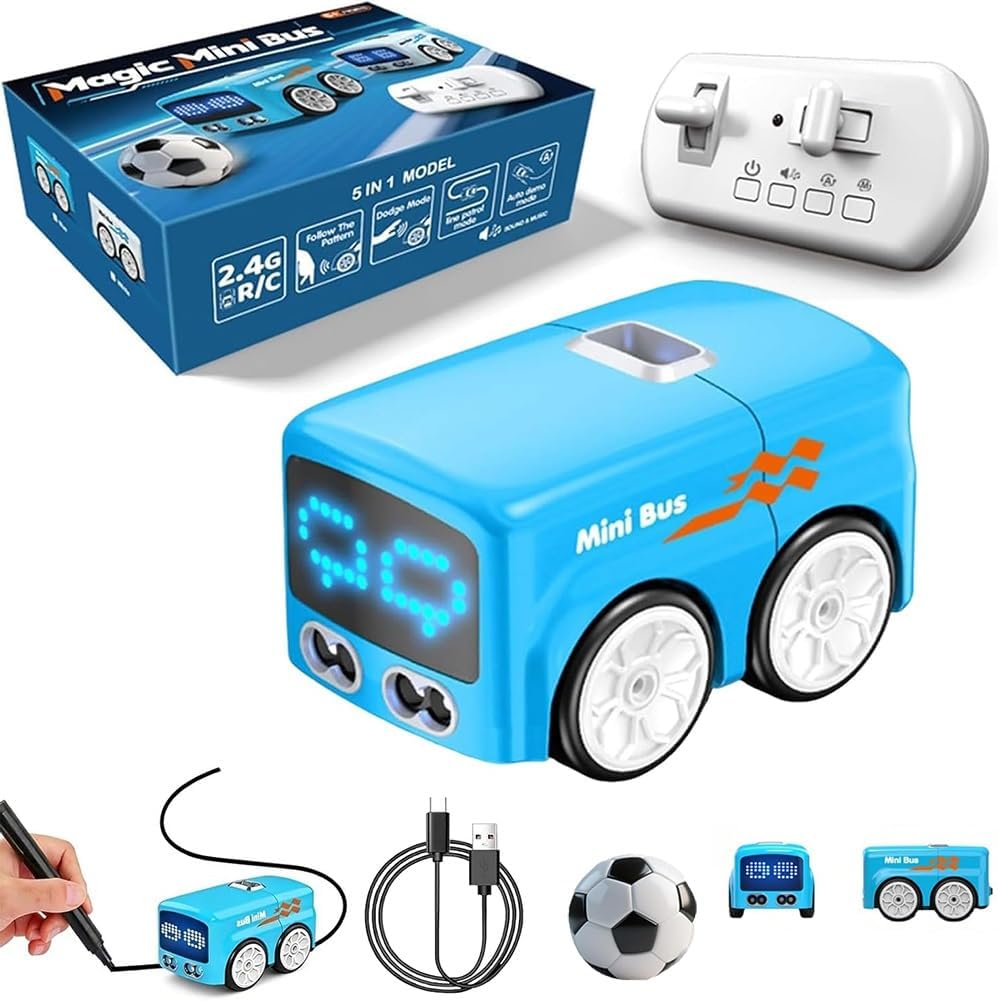 4-in-1 Interactive Mini Bus - Follows Hands & Drawn Lines! 🚌✨