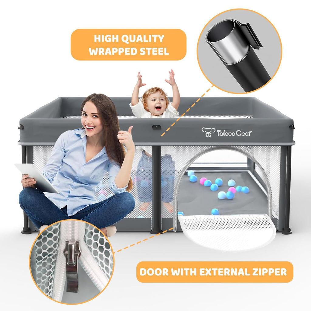 All-in-One Foldable Baby Playpen with Mat & 50 Ocean Balls 👶✨