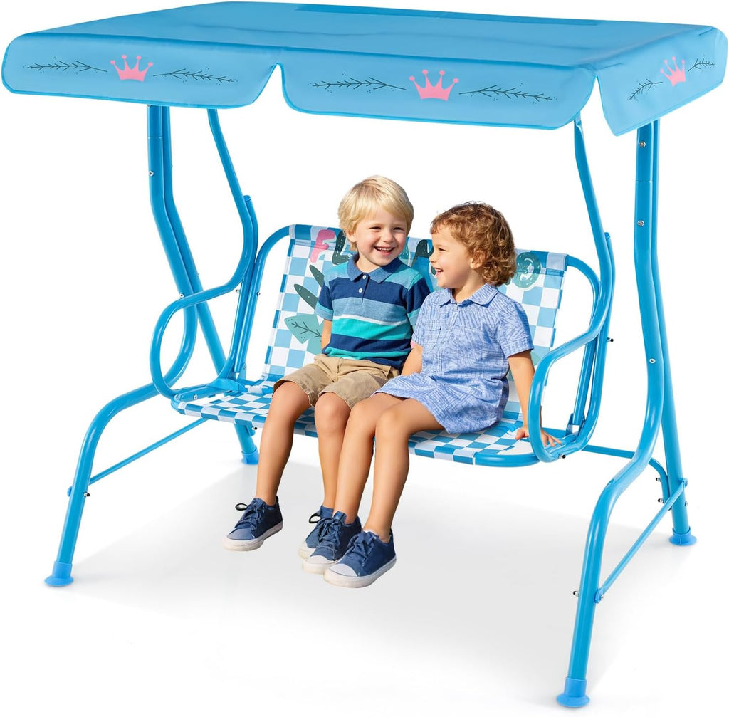 2-Seater Kids Garden Swing - Adjustable UV Canopy & Safety Belts 🐞✨