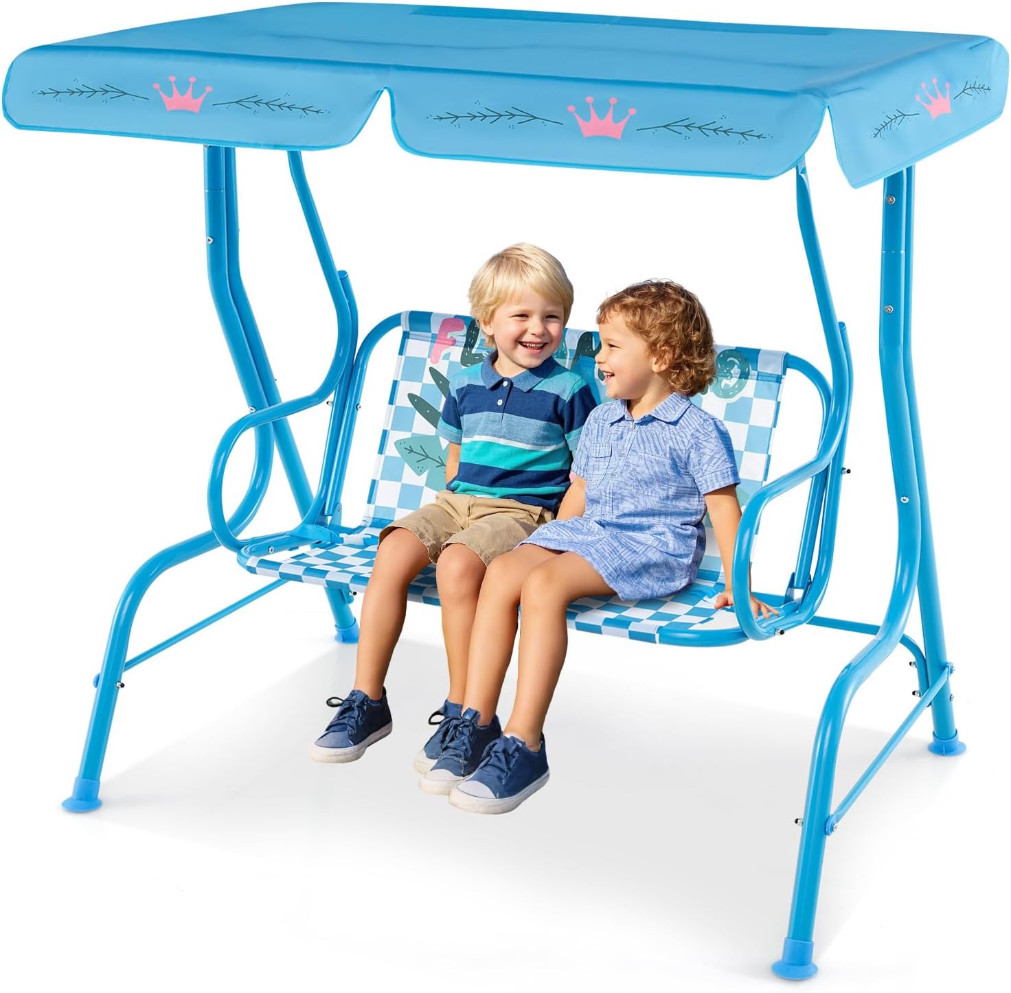 2-Seater Kids Garden Swing - Adjustable UV Canopy & Safety Belts 🐞✨