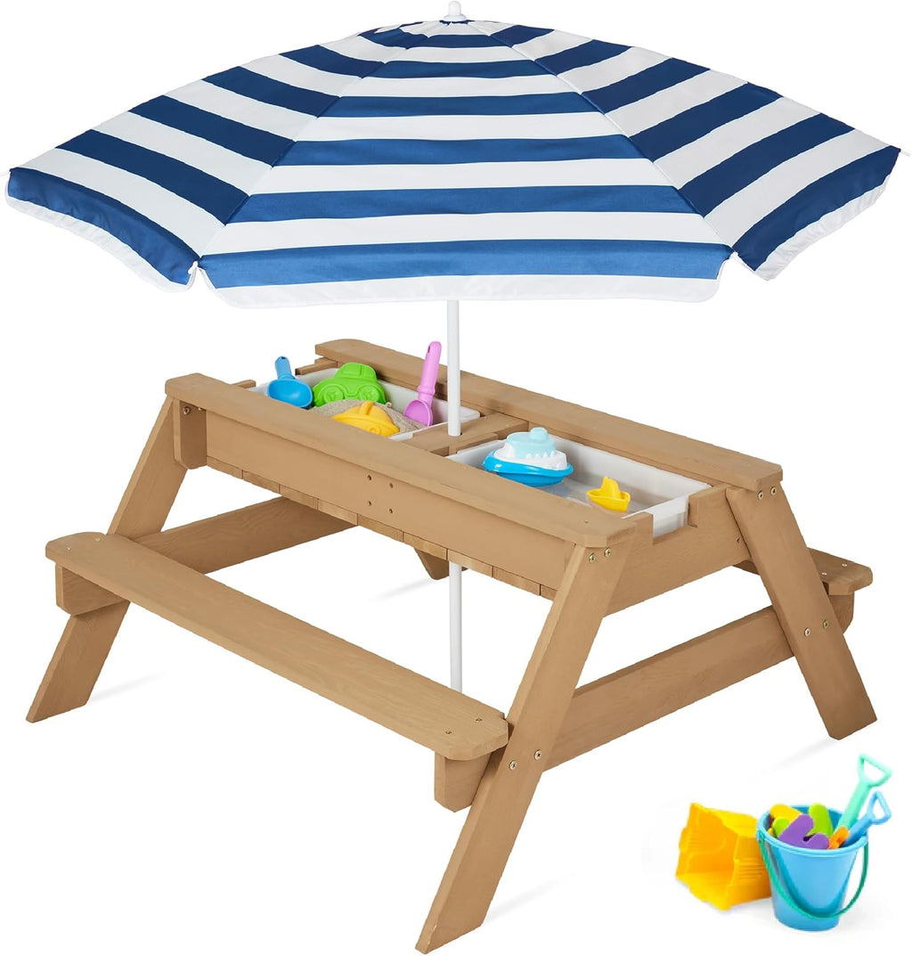 3-in-1 Kids Garden Table - Convertible Sand & Water Station ⛱️🌊