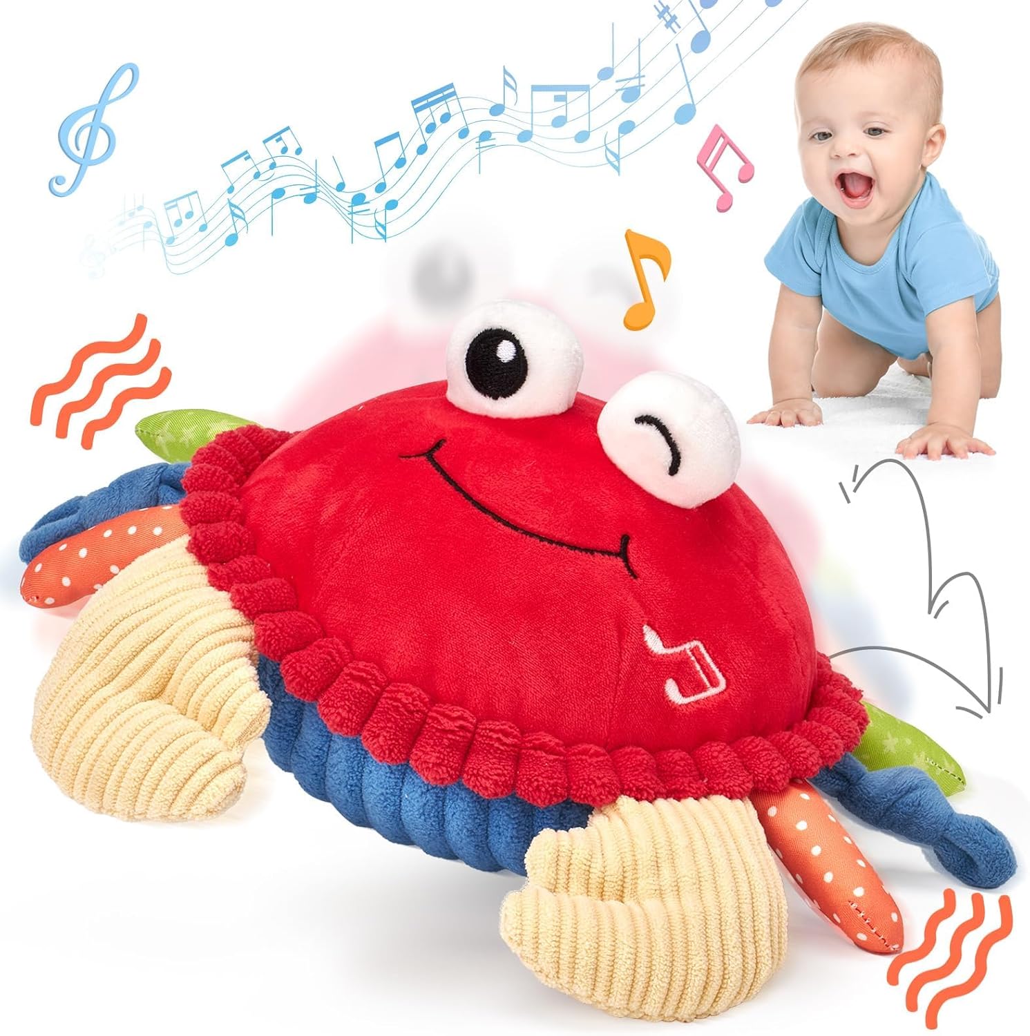 Musical Crawling Crab Toy with Sensors | Interactive Tummy Time Toy 🦀✨