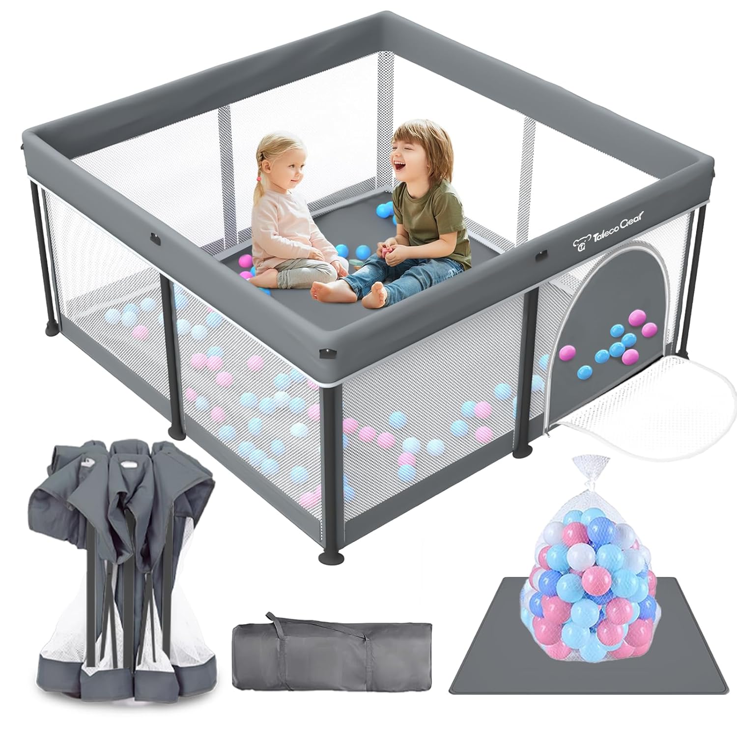 All-in-One Foldable Baby Playpen with Mat & 50 Ocean Balls 👶✨