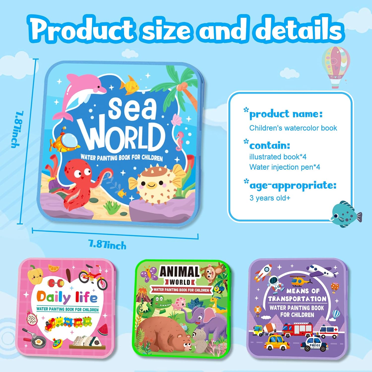 Magic Water Colouring Books (4-Pack) | Mess-Free Travel Toy for Kids 💧