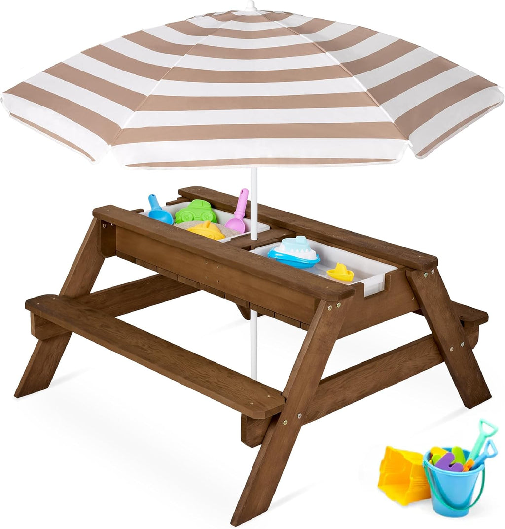 3-in-1 Kids Garden Table - Convertible Sand & Water Station ⛱️🌊