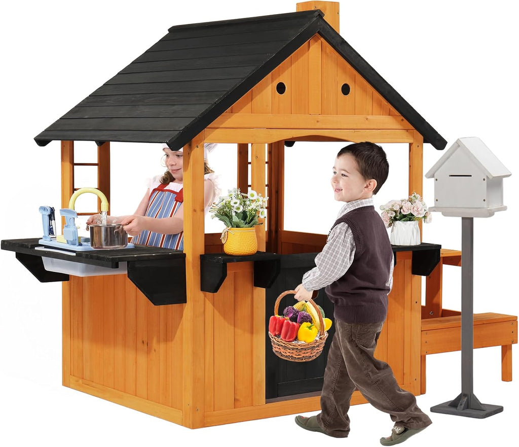 Deluxe Wooden Playhouse - All-in-One Garden Activity Station 🏠🌳