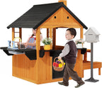 Deluxe Wooden Playhouse - All-in-One Garden Activity Station 🏠🌳