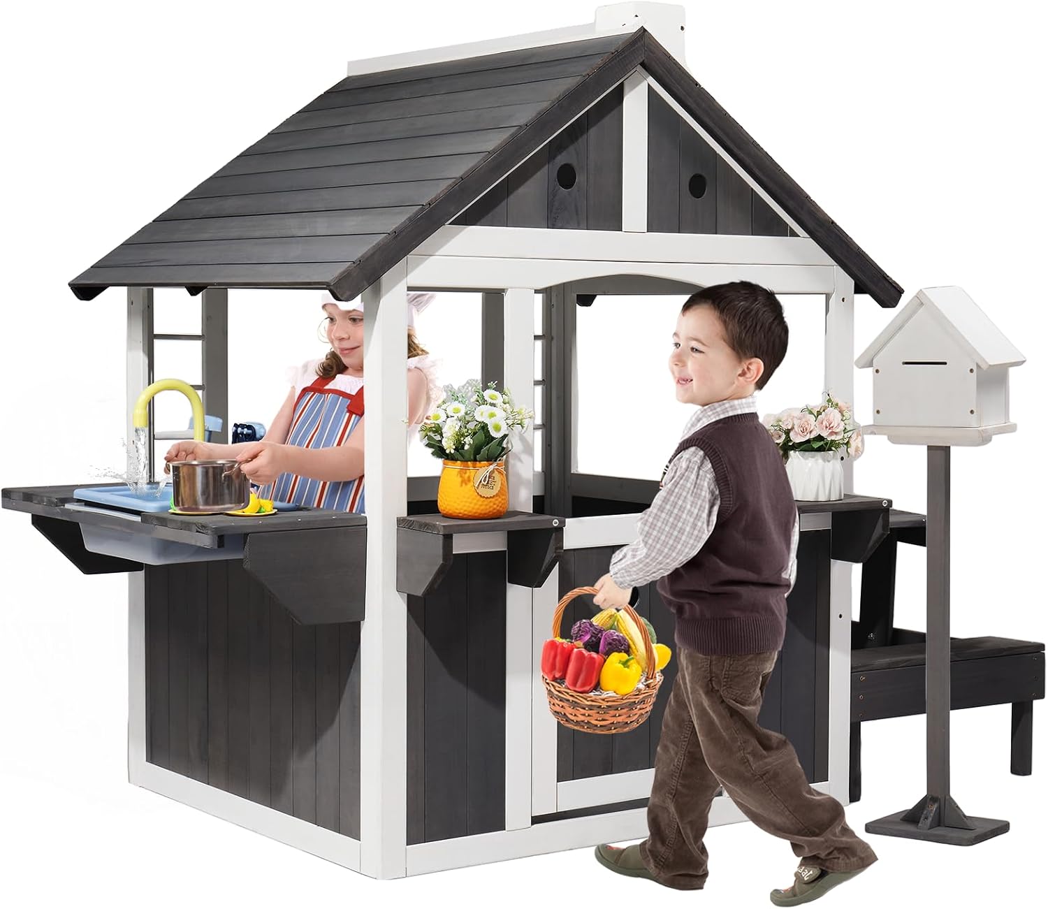 Deluxe Wooden Playhouse - All-in-One Garden Activity Station 🏠🌳