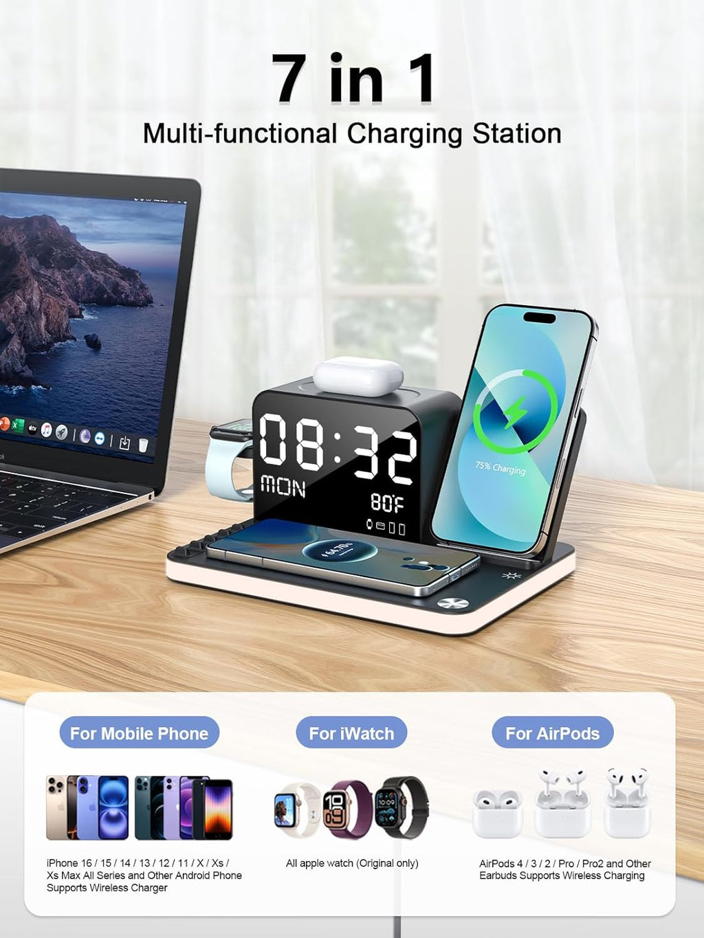 7 in 1 Wireless Charging Station for Apple Device Wireless Charger