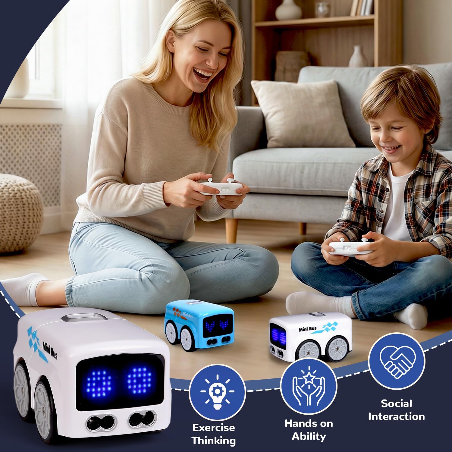 4-in-1 Interactive Mini Bus - Follows Hands & Drawn Lines! 🚌✨