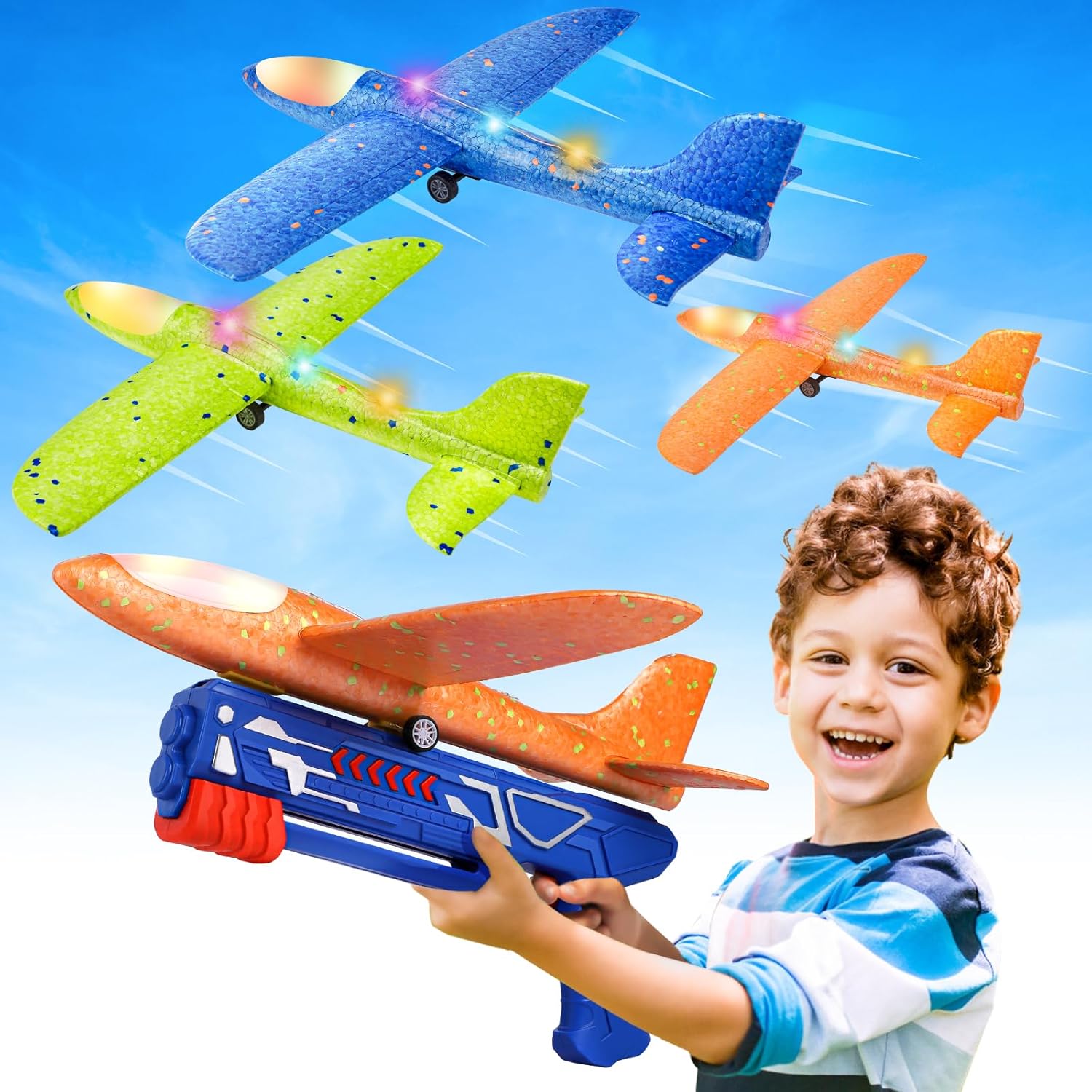 LED Foam Glider Launcher Set | Outdoor Flying Airplane Toy ✈️🚀