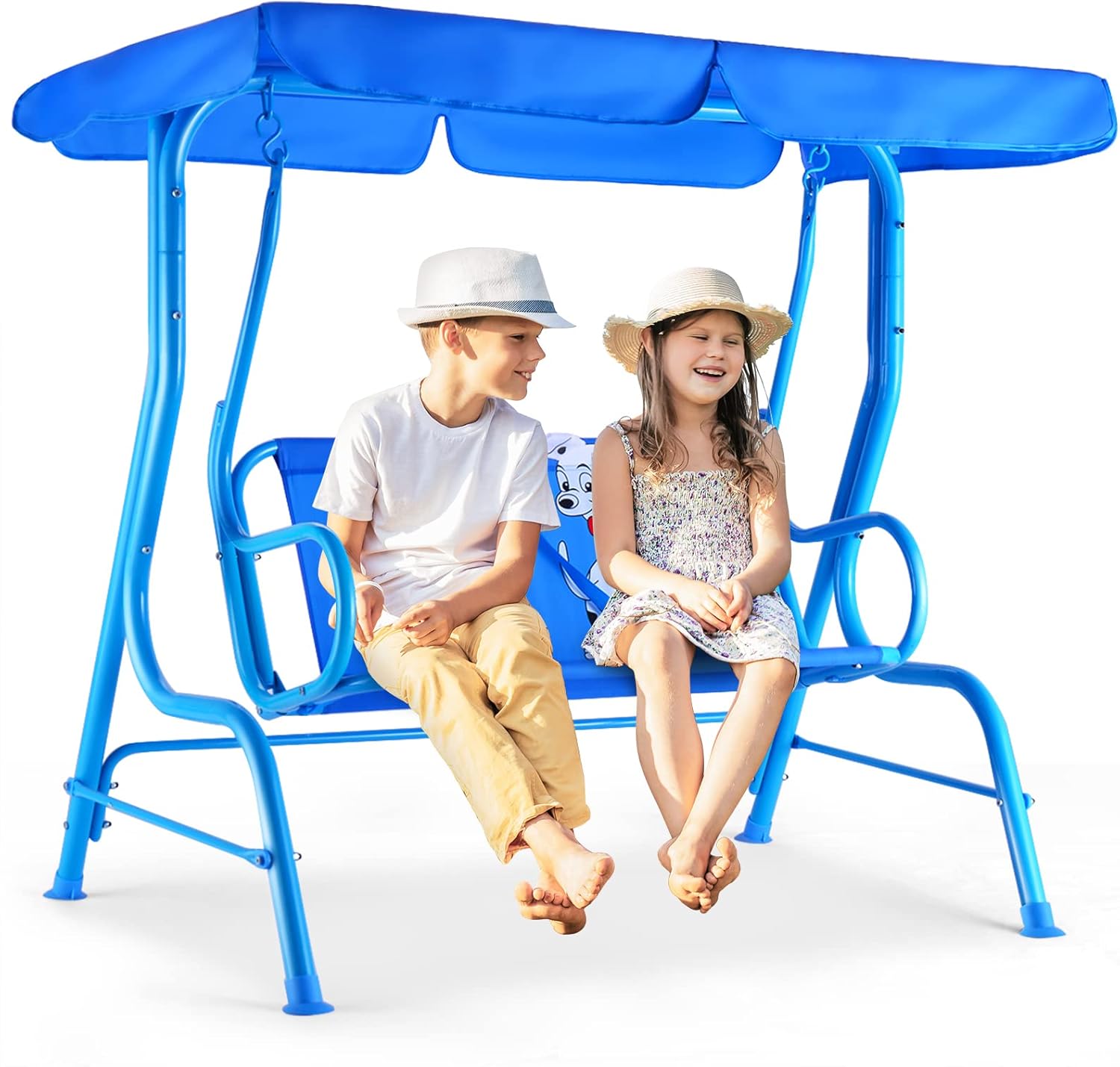 2-Seater Kids Garden Swing - Adjustable UV Canopy & Safety Belts 🐞✨