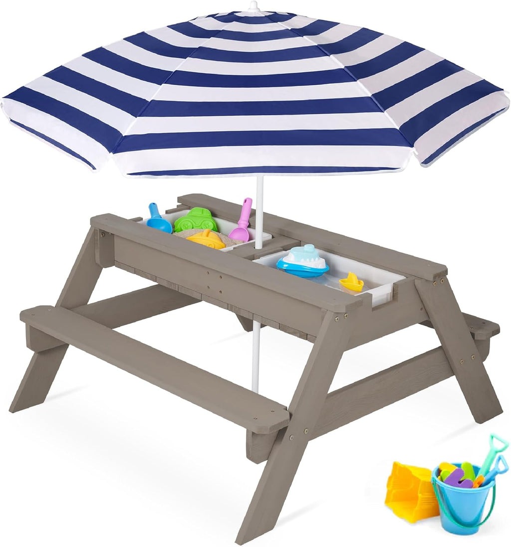 3-in-1 Kids Garden Table - Convertible Sand & Water Station ⛱️🌊
