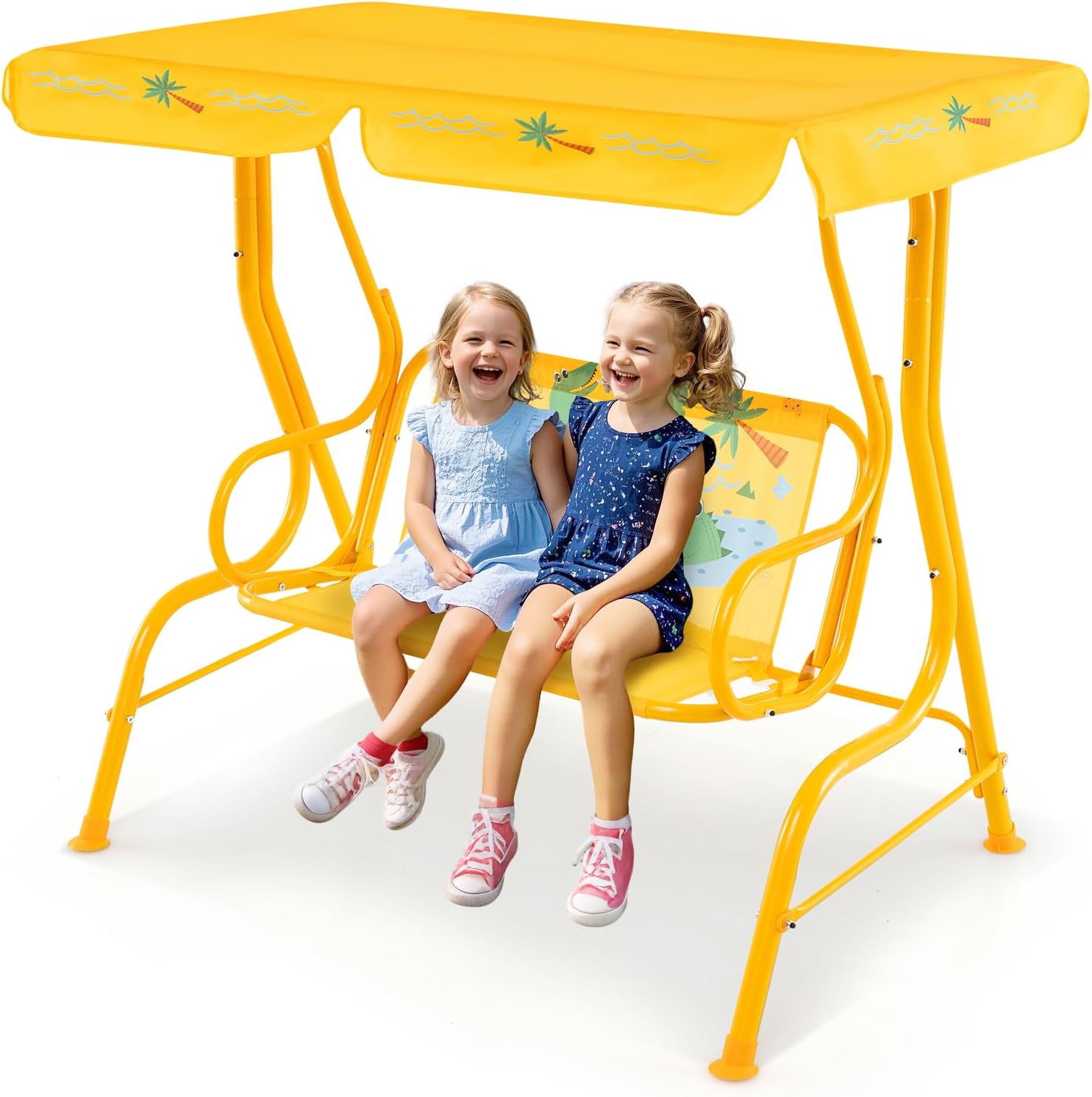 2-Seater Kids Garden Swing - Adjustable UV Canopy & Safety Belts 🐞✨