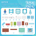 105-Piece Magnetic Tiles Set - Creative STEM Building Blocks 🏰🌈