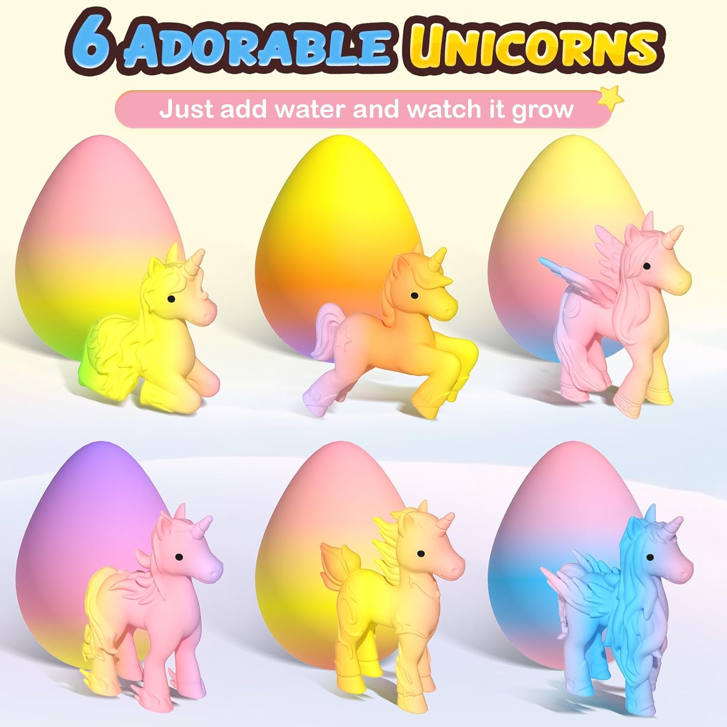 Magic Hatching Unicorn Eggs | 6-Pack Surprise Kit 🦄