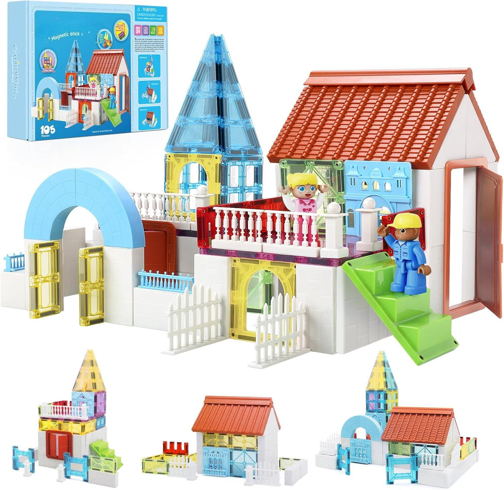 105-Piece Magnetic Tiles Set - Creative STEM Building Blocks 🏰🌈