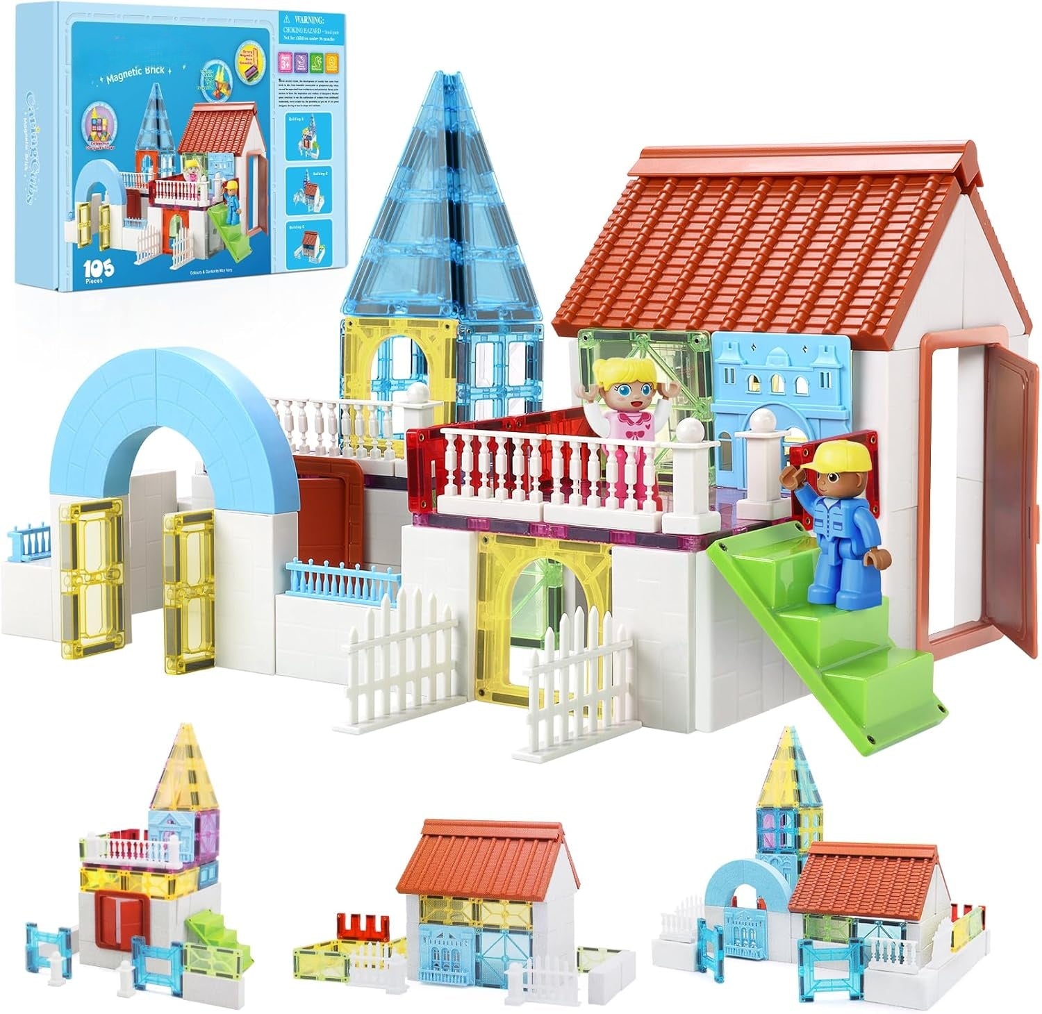 105-Piece Magnetic Tiles Set - Creative STEM Building Blocks 🏰🌈