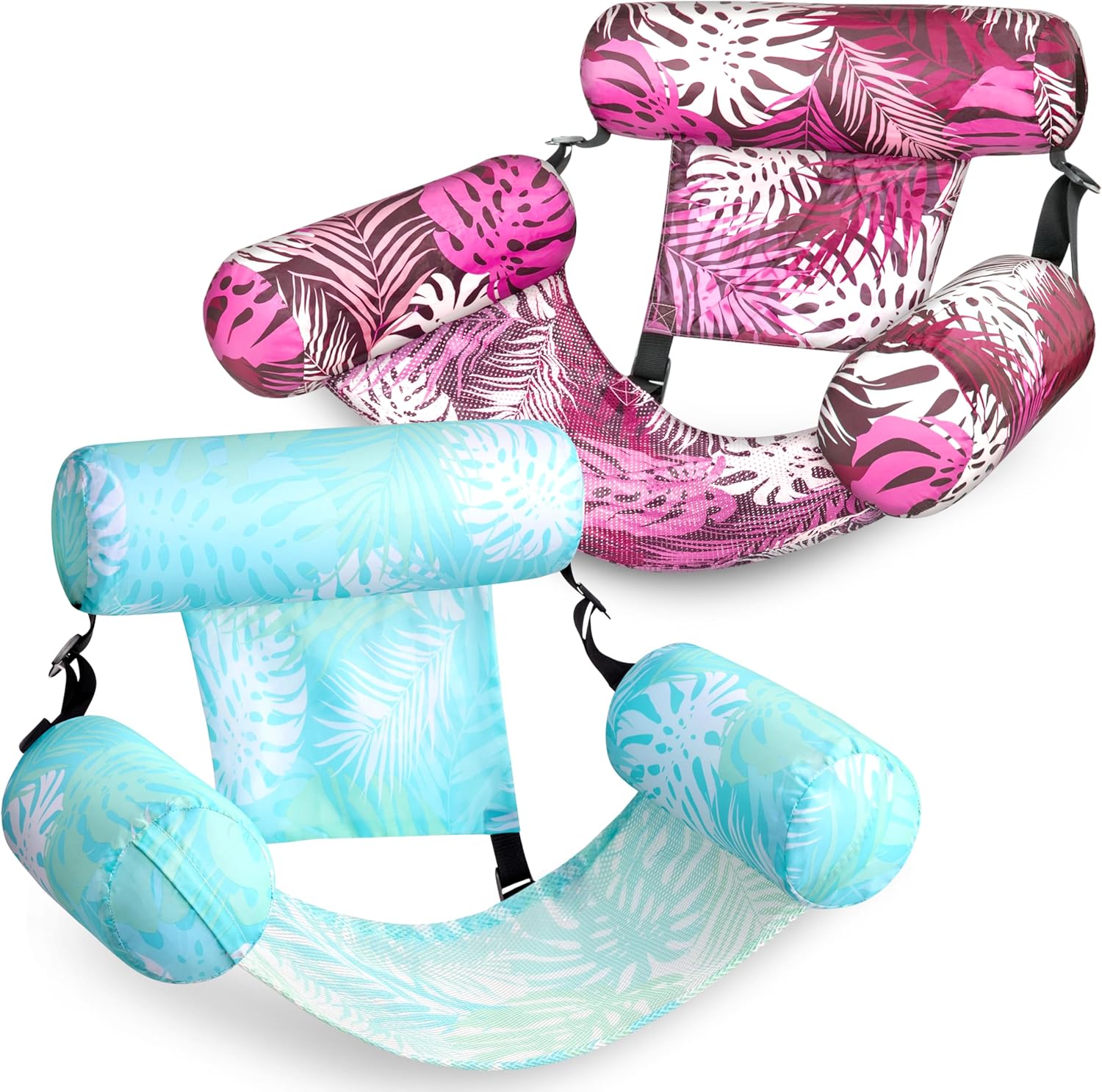 2-Pack Inflatable Pool Chairs - Premium Fabric & Cool Mesh 🌊☀️