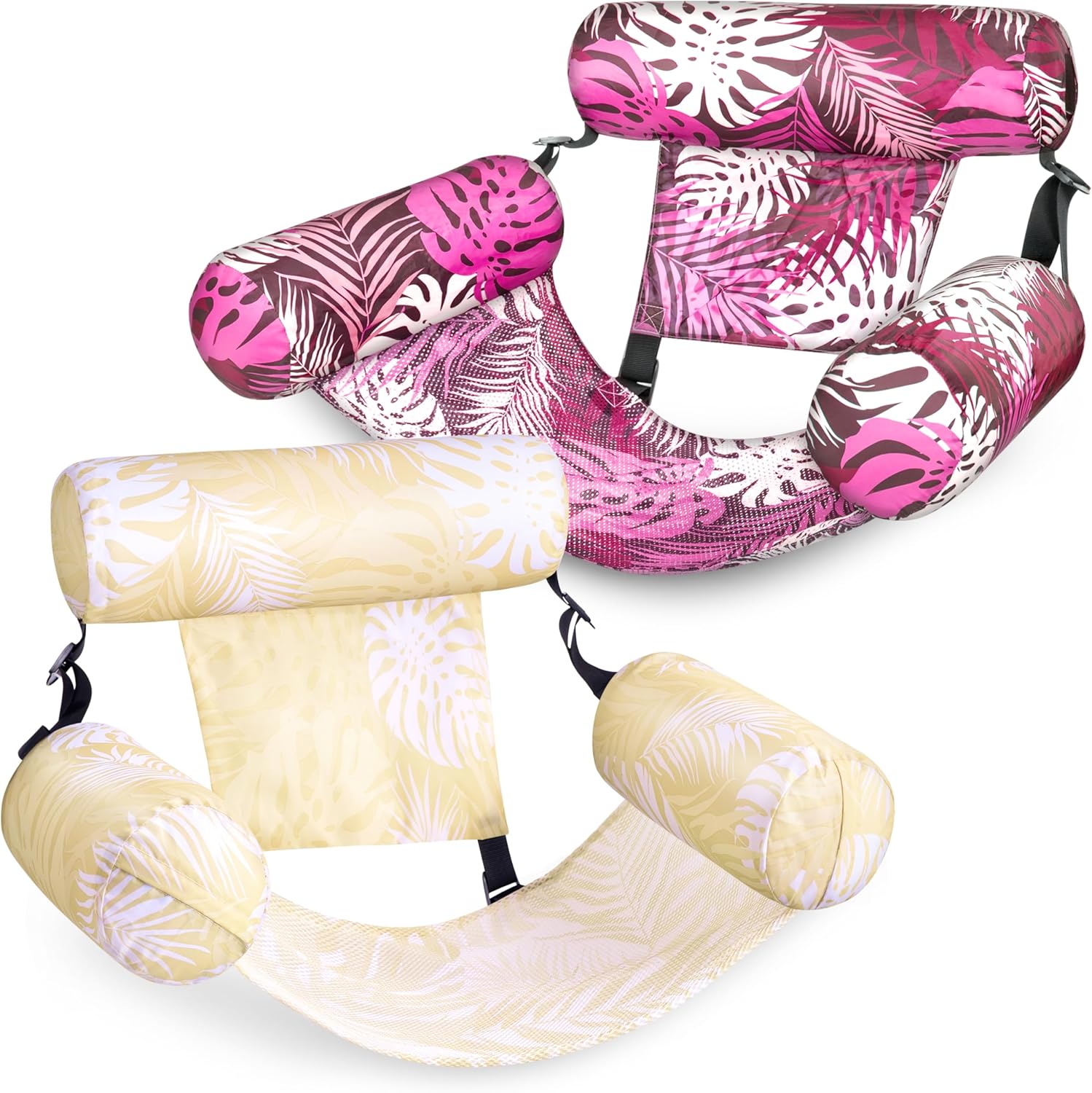 2-Pack Inflatable Pool Chairs - Premium Fabric & Cool Mesh 🌊☀️