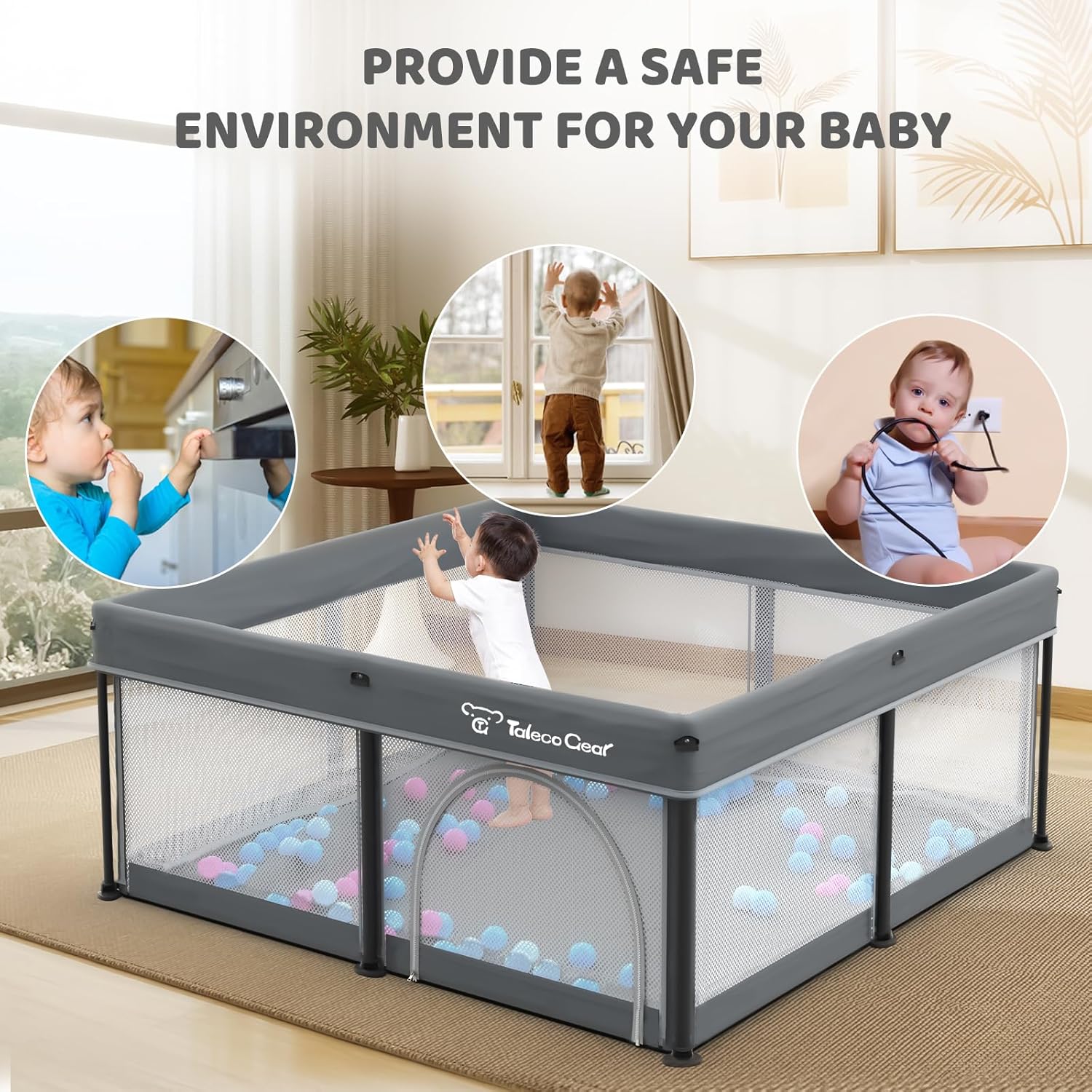 All-in-One Foldable Baby Playpen with Mat & 50 Ocean Balls 👶✨