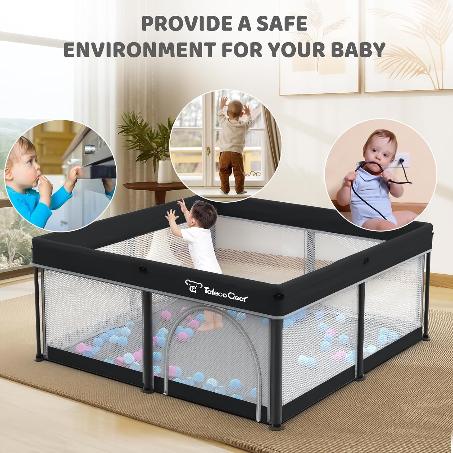 All-in-One Foldable Baby Playpen with Mat & 50 Ocean Balls 👶✨