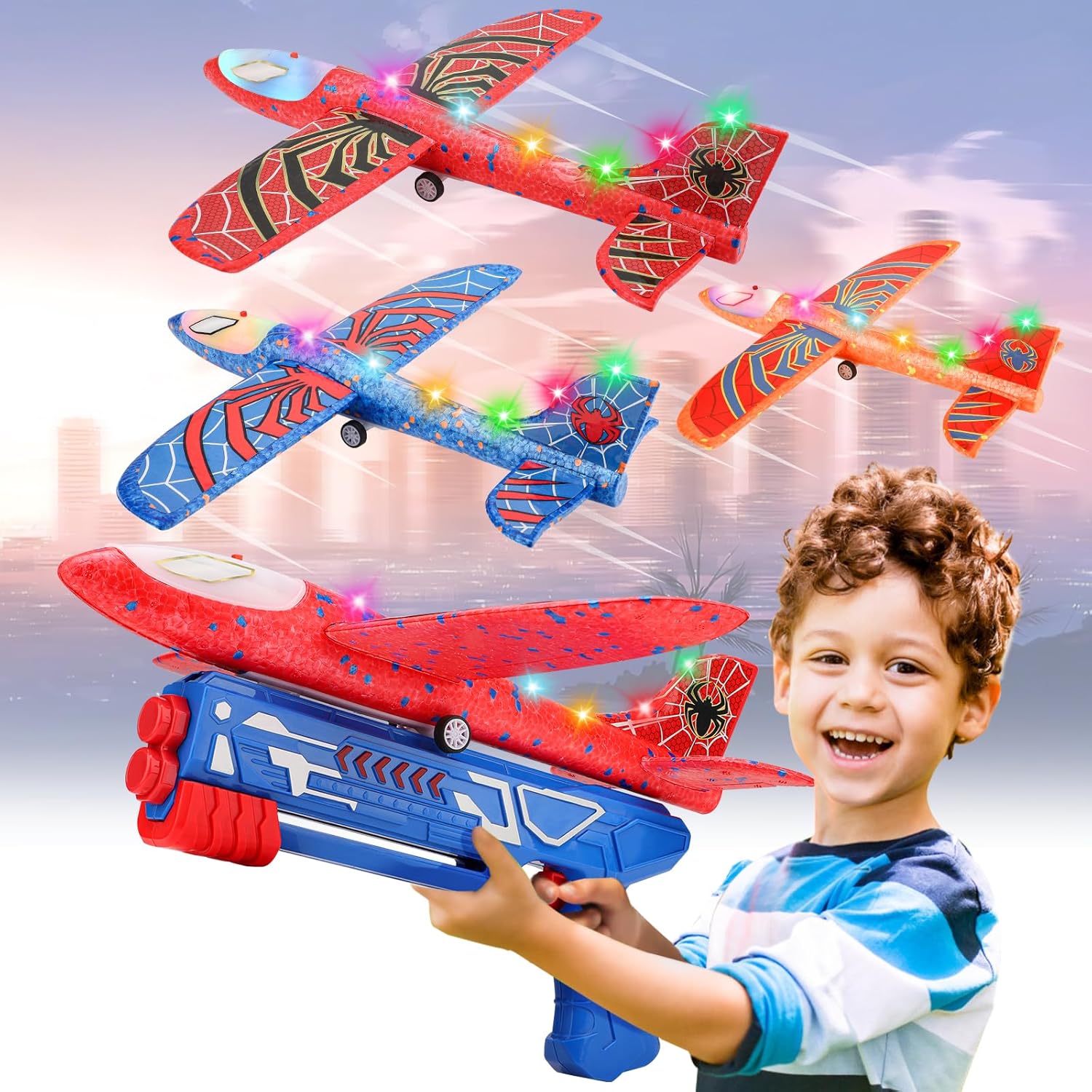 LED Foam Glider Launcher Set | Outdoor Flying Airplane Toy ✈️🚀
