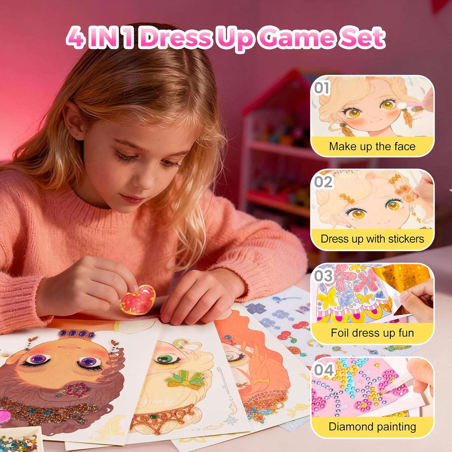 4-in-1 Princess Art Studio | Makeup, Gems & Foil Craft Book 👑