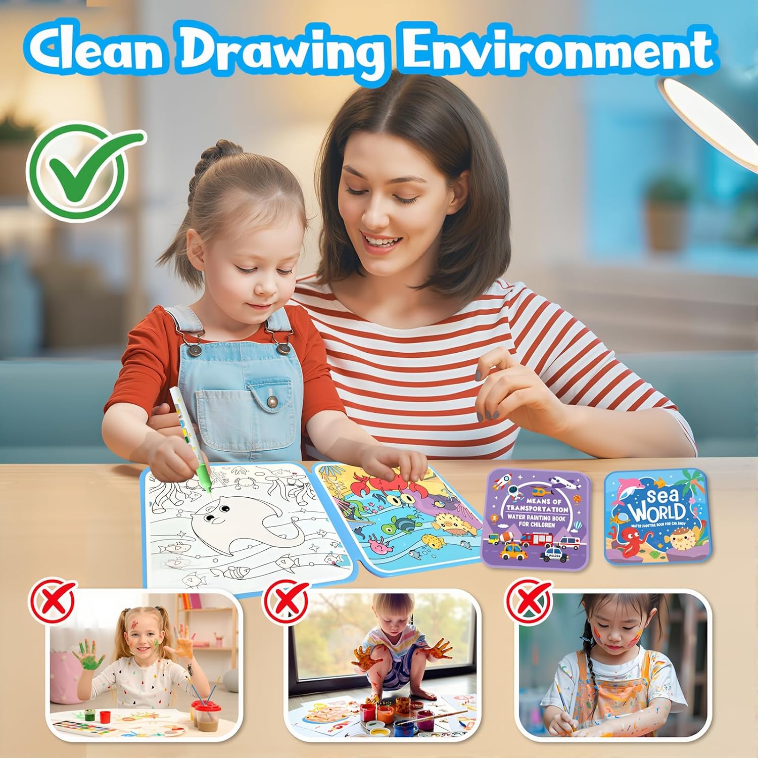 Magic Water Colouring Books (4-Pack) | Mess-Free Travel Toy for Kids 💧