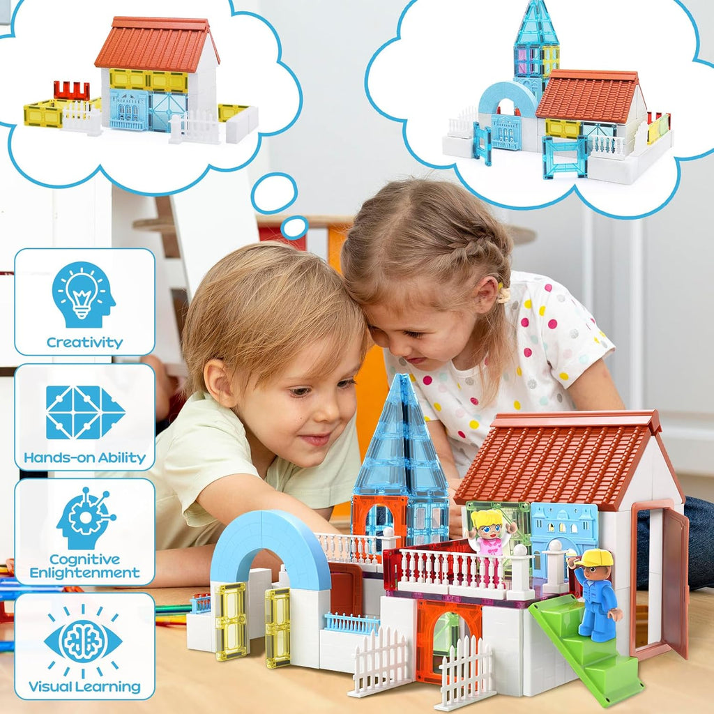 105-Piece Magnetic Tiles Set - Creative STEM Building Blocks 🏰🌈