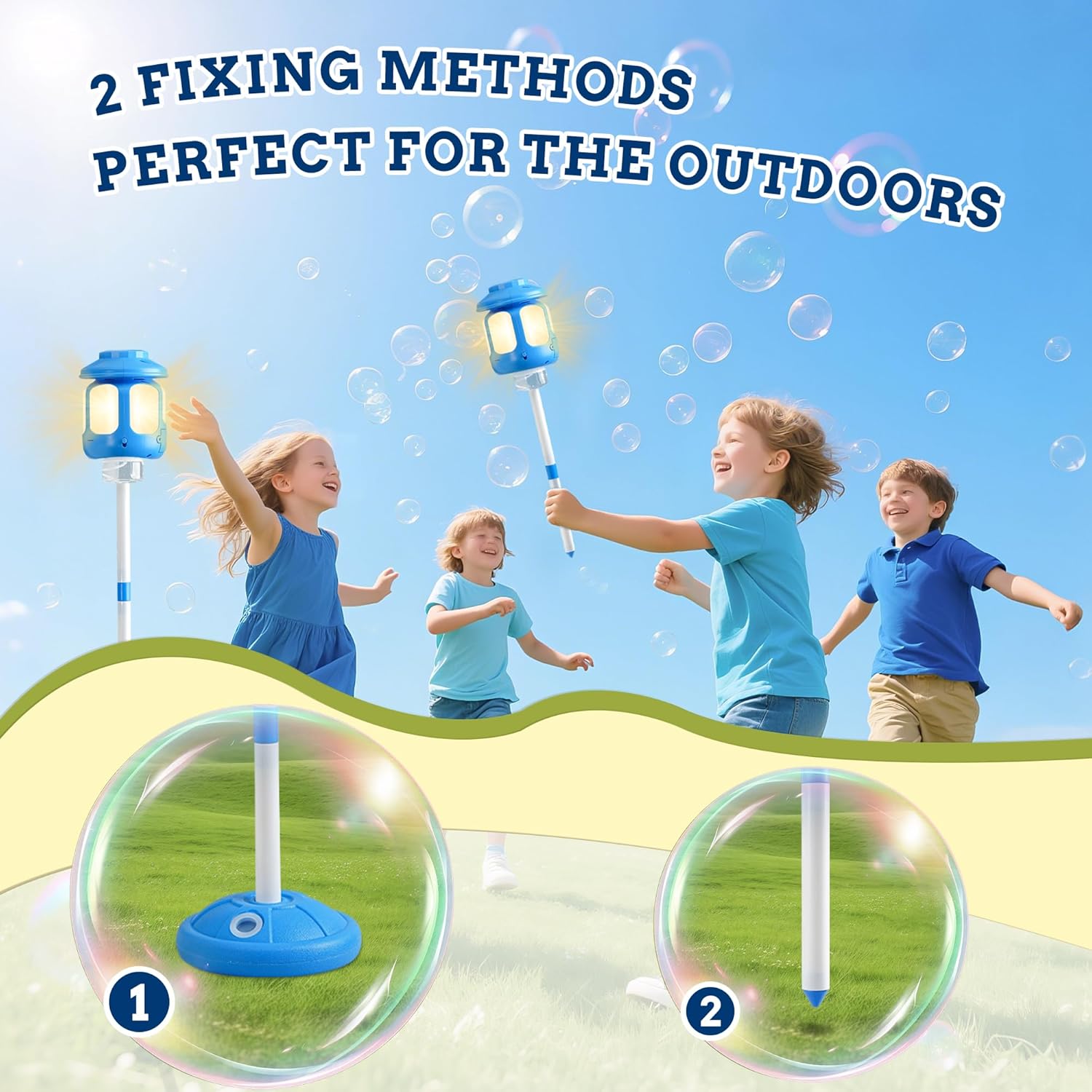 4-in-1 Standing Bubble Machine - High-Output Blower with Lights & Music 🫧✨