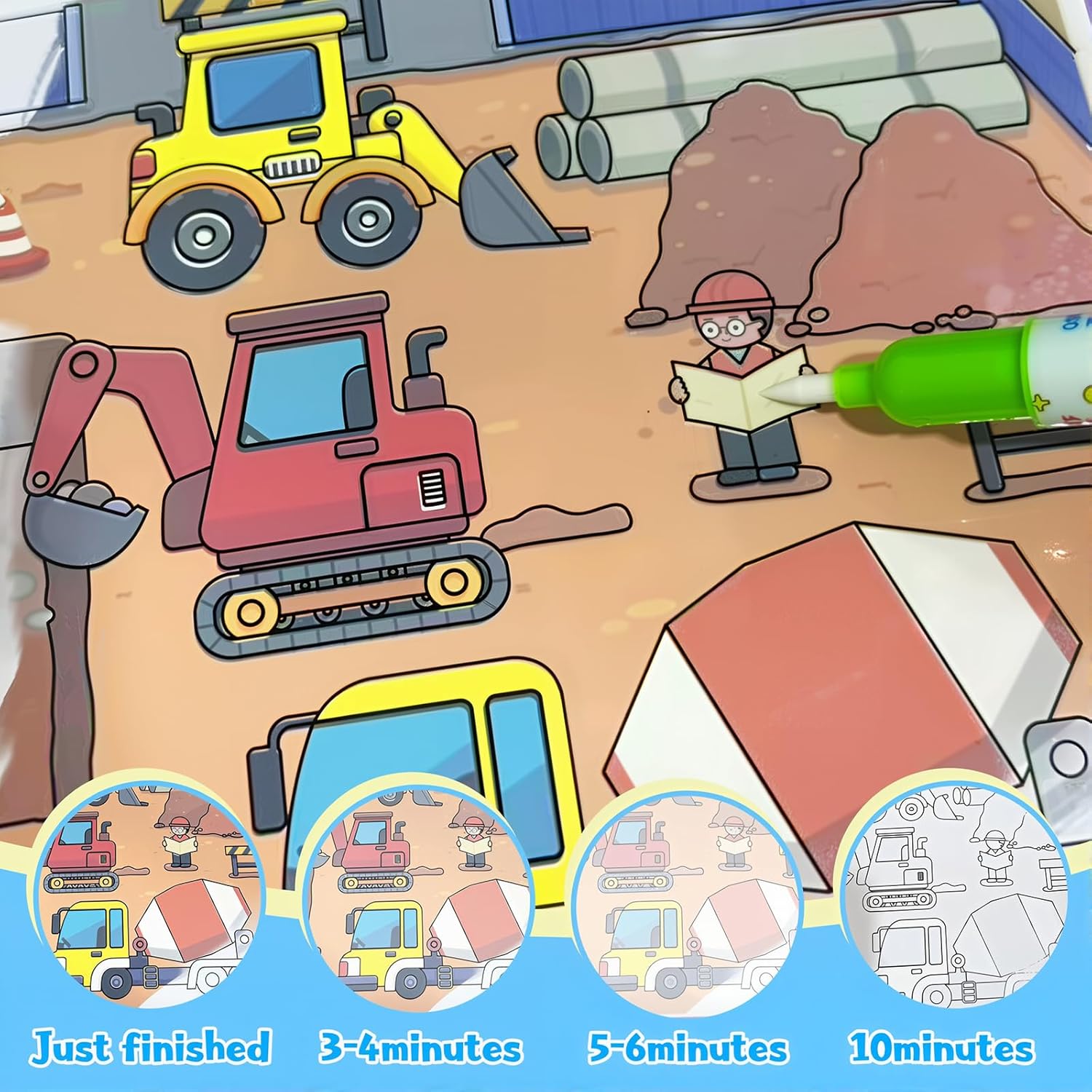 Magic Water Colouring Books (4-Pack) | Mess-Free Travel Toy for Kids 💧