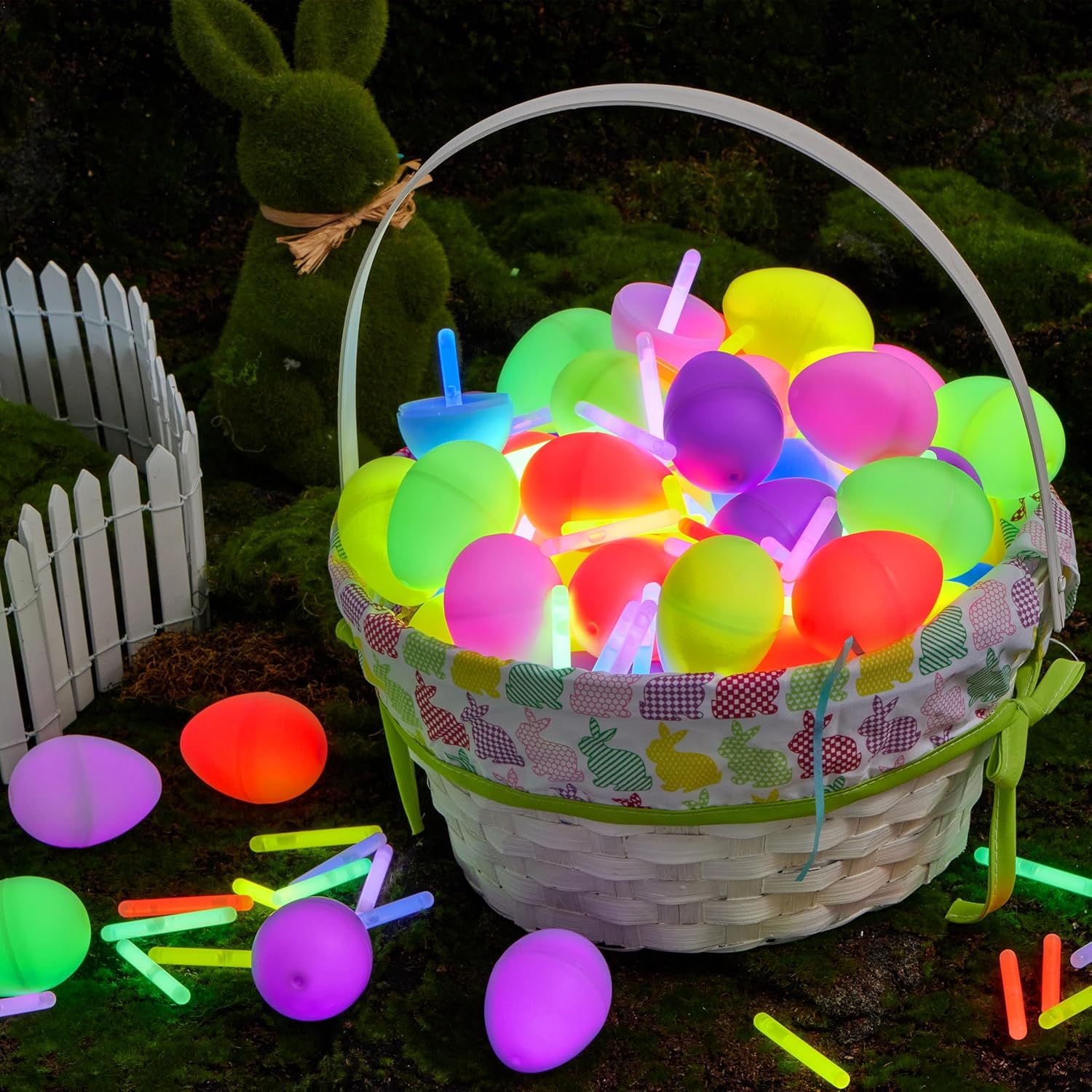Glow-in-the-Dark Easter Hunt Eggs | With Mini Glow Sticks 120 Pcs🥚✨