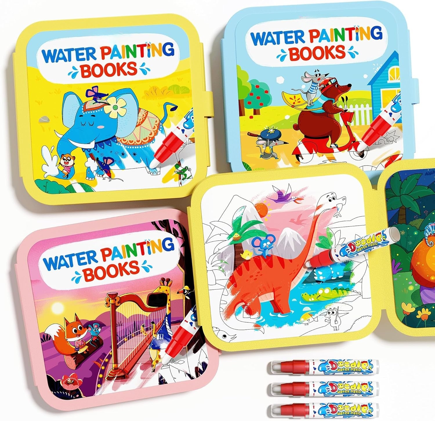 Magic Water Colouring Books (4-Pack) | Mess-Free Travel Toy for Kids 💧
