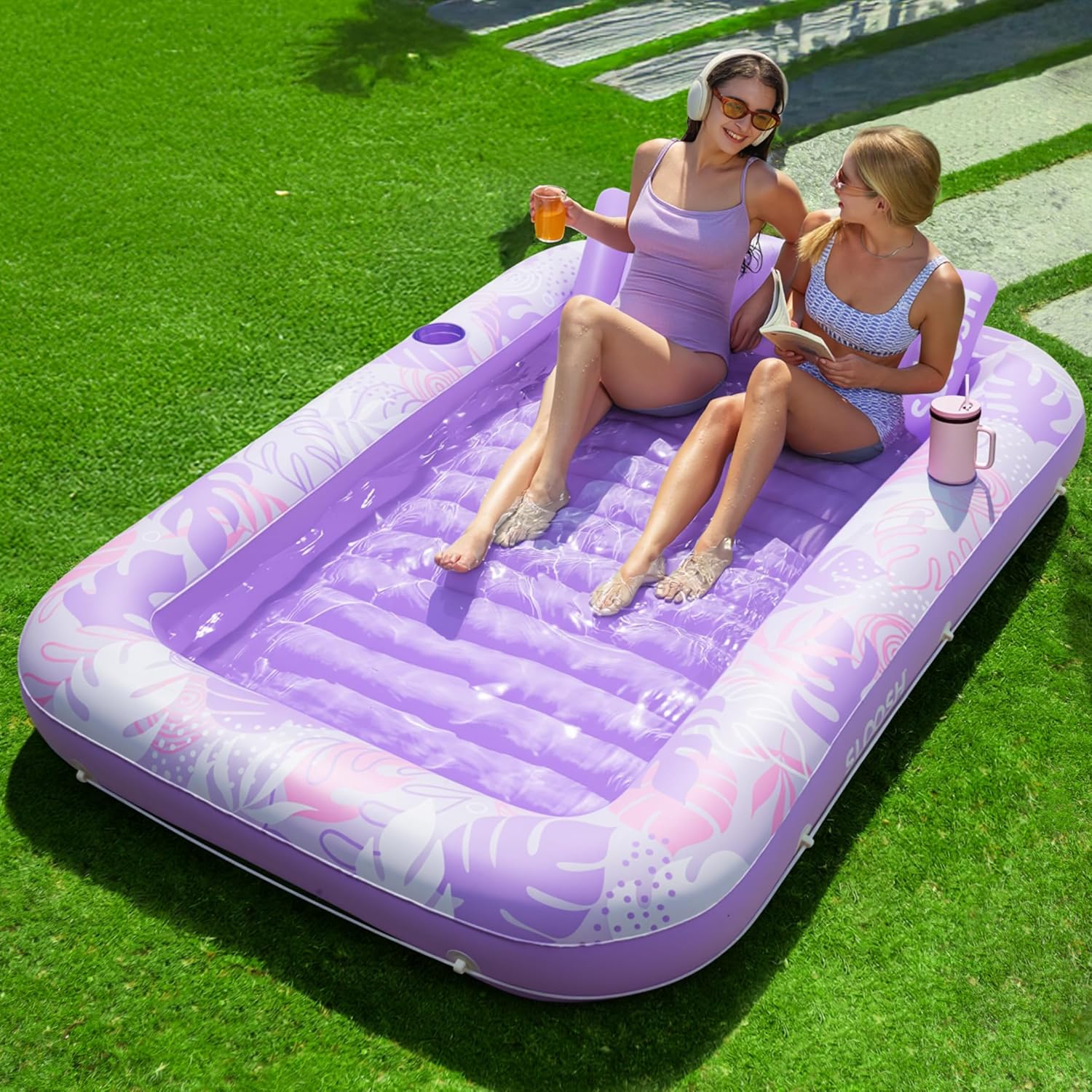 4-in-1 Inflatable Tanning Pool - 216cm Luxury Shared Lounge ☀️🌊