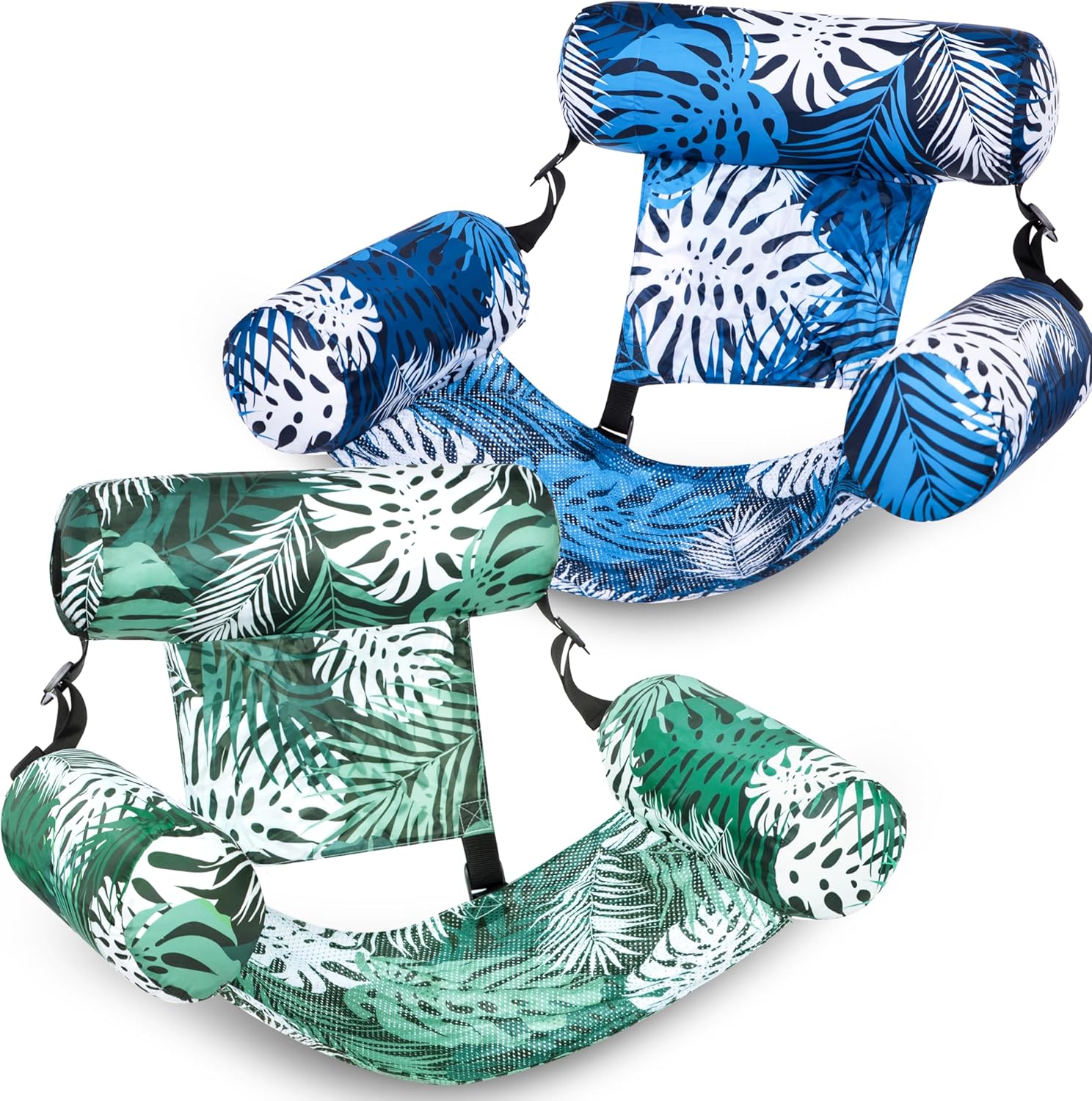 2-Pack Inflatable Pool Chairs - Premium Fabric & Cool Mesh 🌊☀️