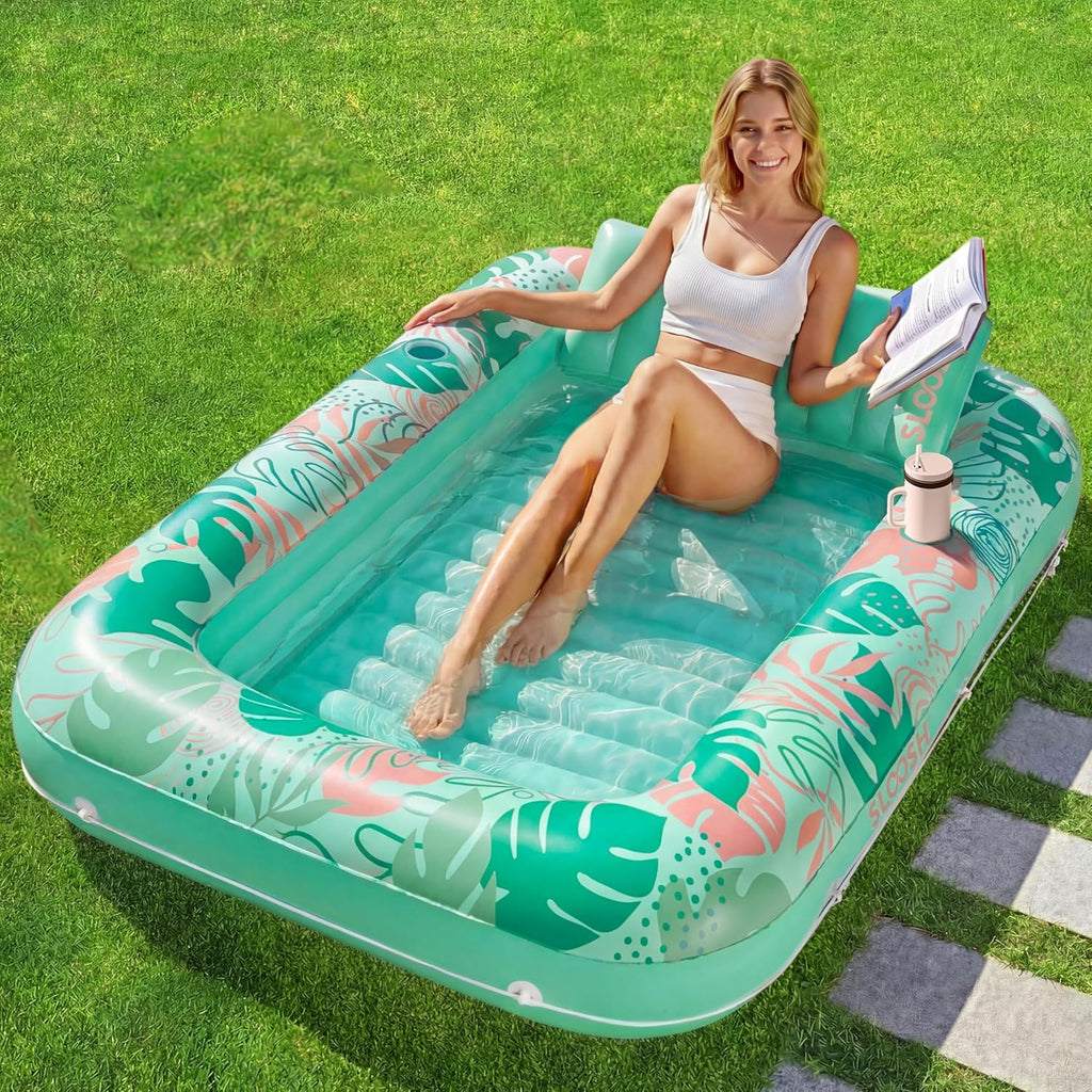 4-in-1 Inflatable Tanning Pool - 216cm Luxury Shared Lounge ☀️🌊