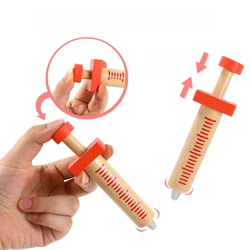 Wooden medicine box doctor set