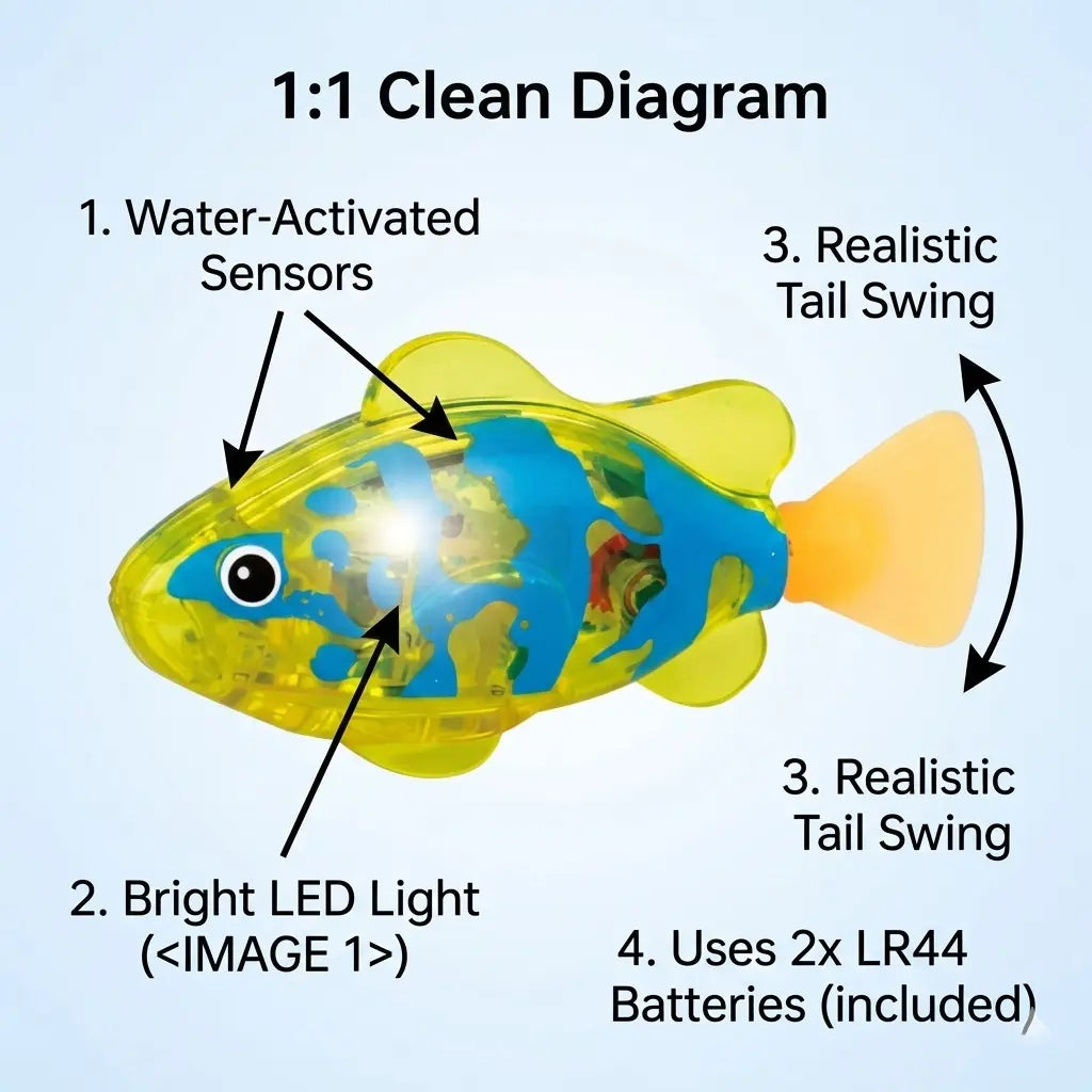 Magic Glowing Robot Fish (4-Pack) - Water-Activated LED Swimming Toys 🐠✨
