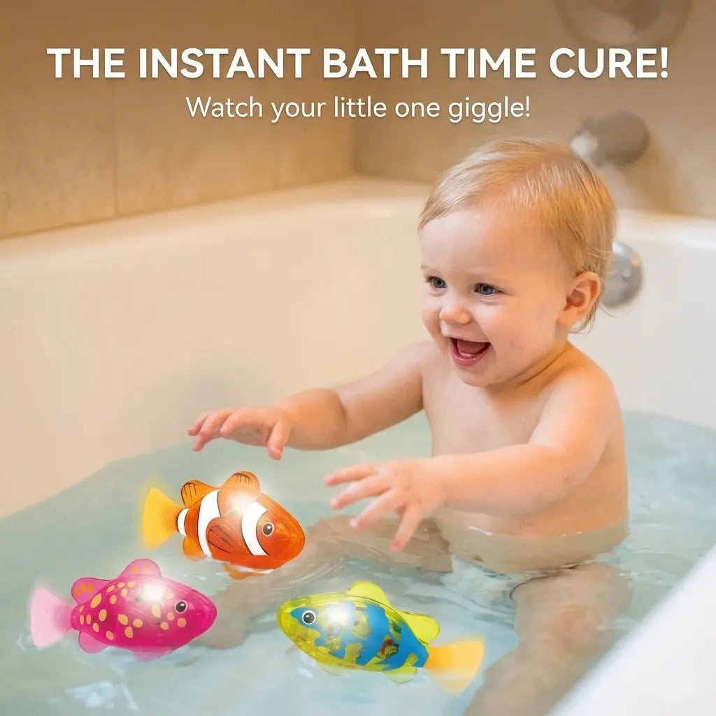 Magic Glowing Robot Fish (4-Pack) - Water-Activated LED Swimming Toys 🐠✨