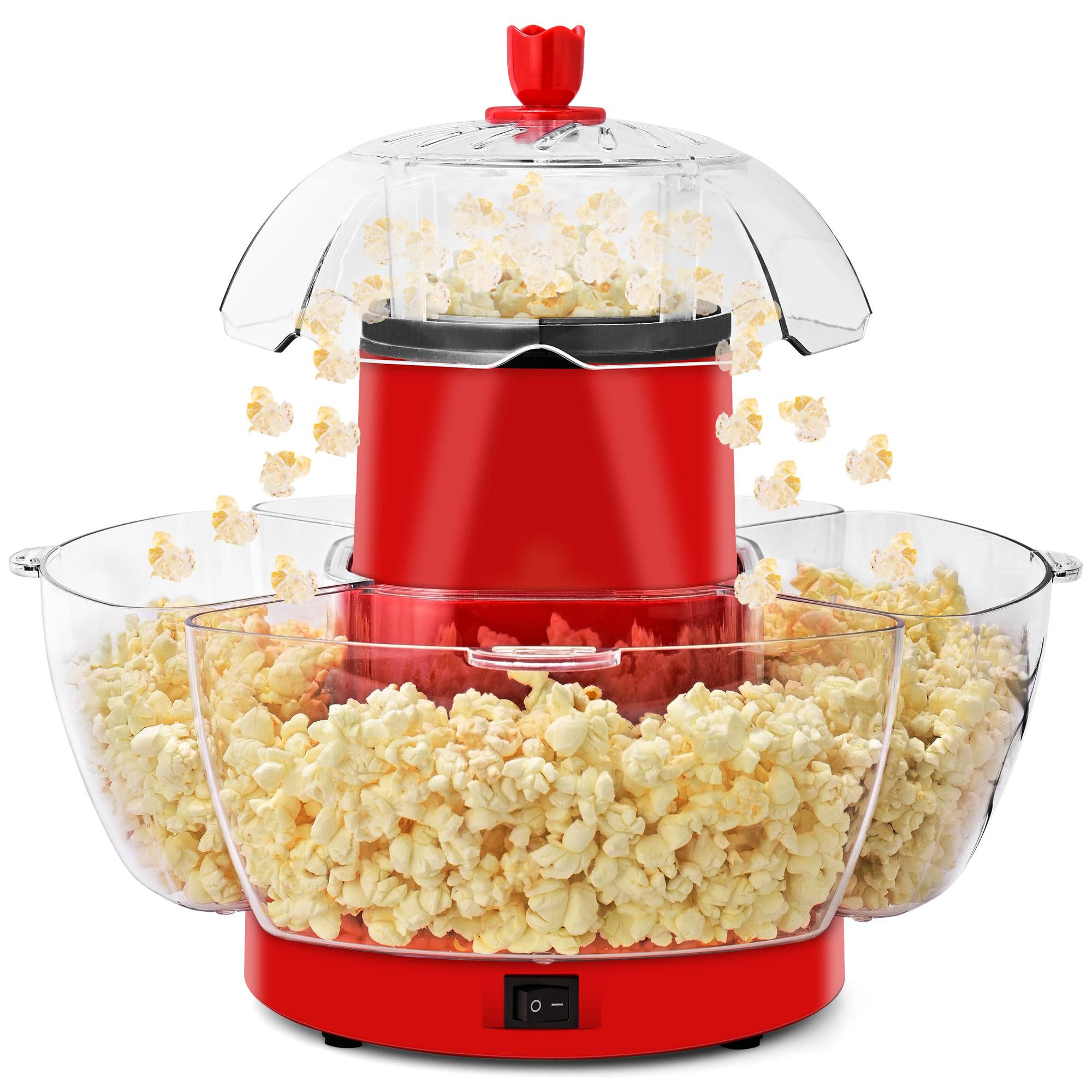Electric Popcorn Machine with 4 Serving Bowls & Measuring Cup, Red