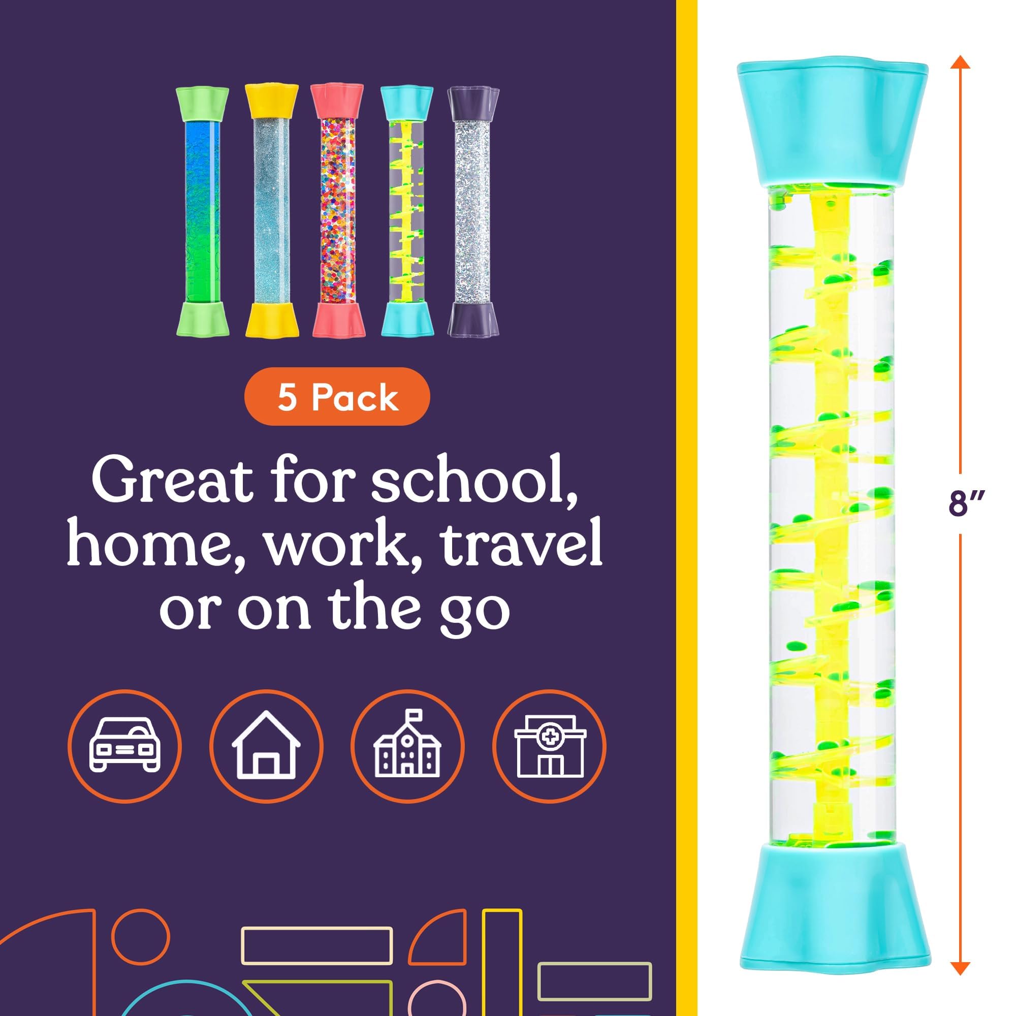 Calming Liquid Motion Bubbler Timer | Sensory Relaxation Toy (5-Pack) ⏳