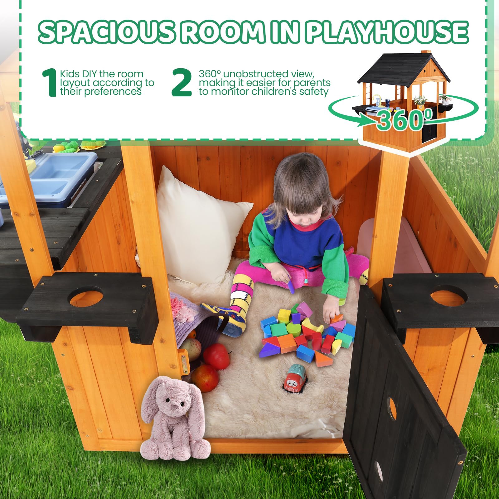 Deluxe Wooden Playhouse - All-in-One Garden Activity Station 🏠🌳